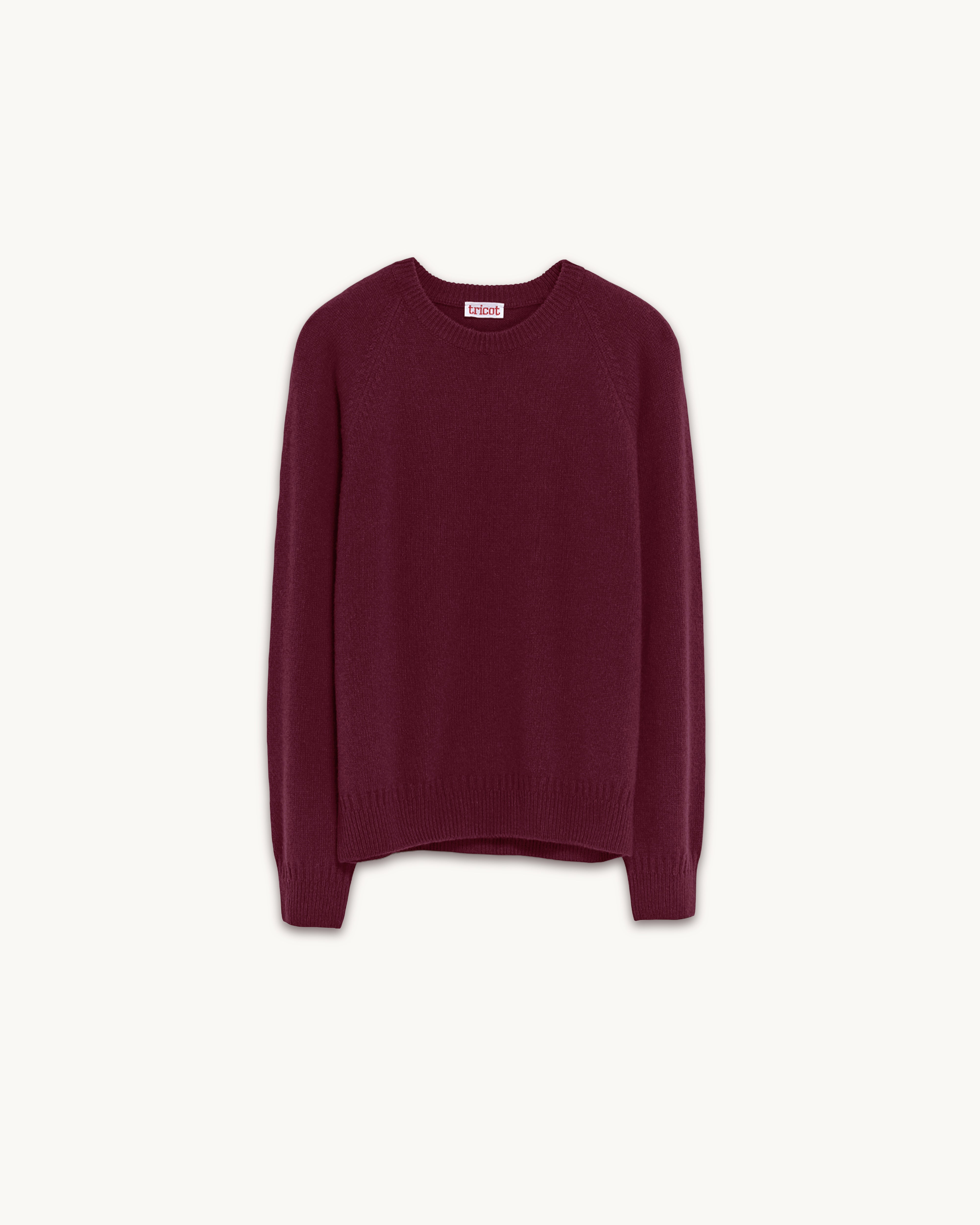 Men's cashmere crewneck sweater in burgundy