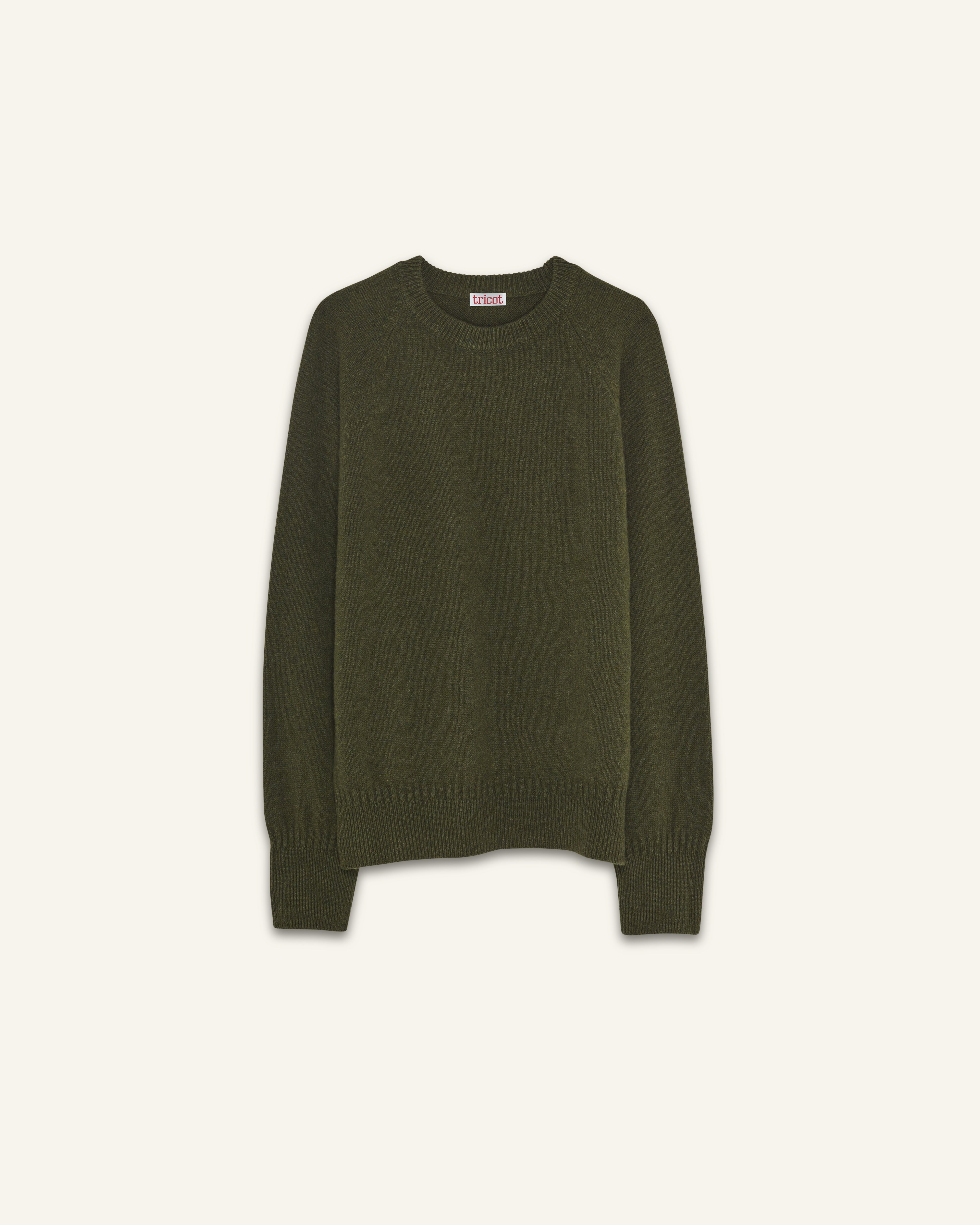 Pull col rond en cachemire Kaki - Tricot