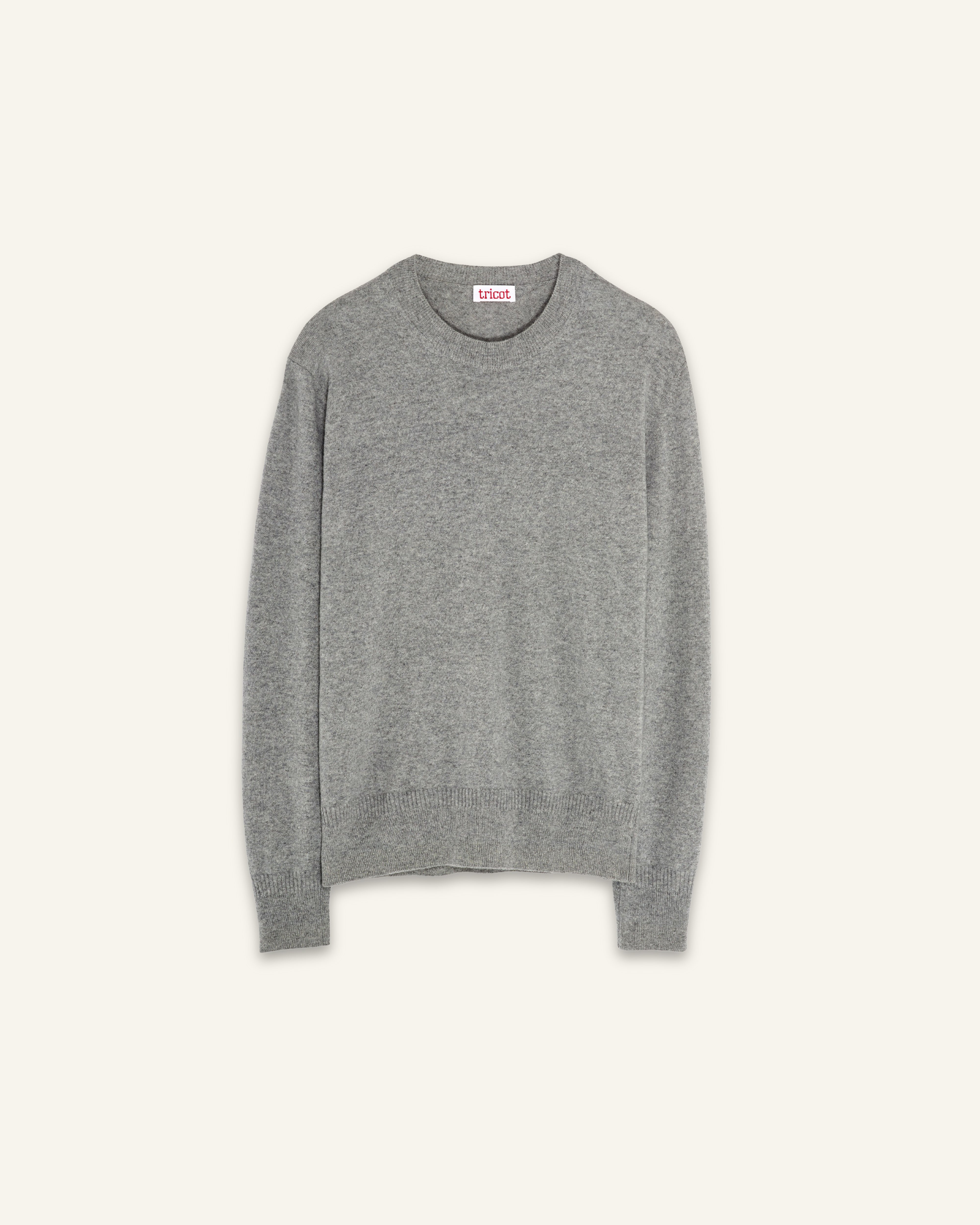Light gray crewneck cashmere sweater for men