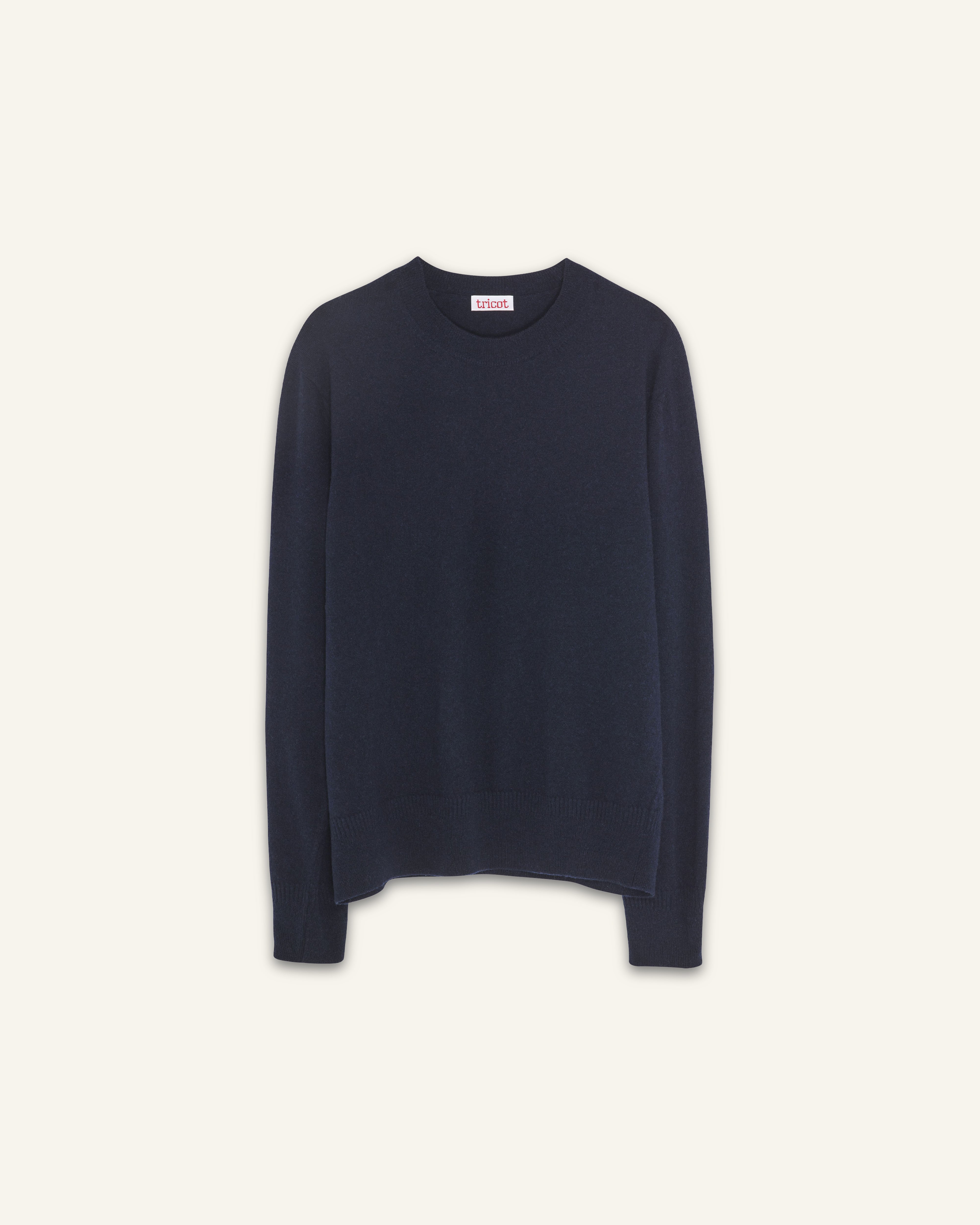 Dark navy lightweight cashmere crewneck for men