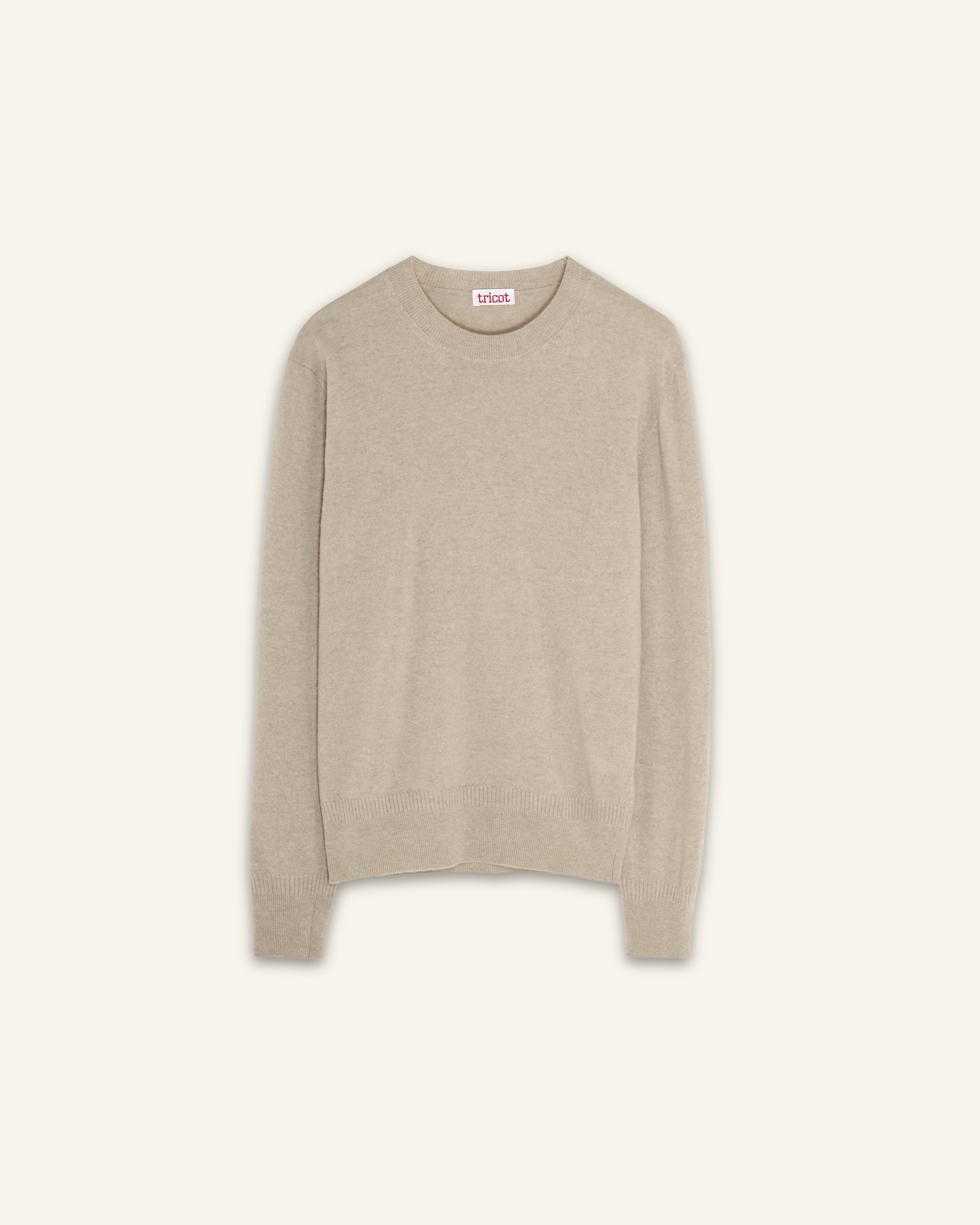 Men's sand lightweight cashmere crewneck