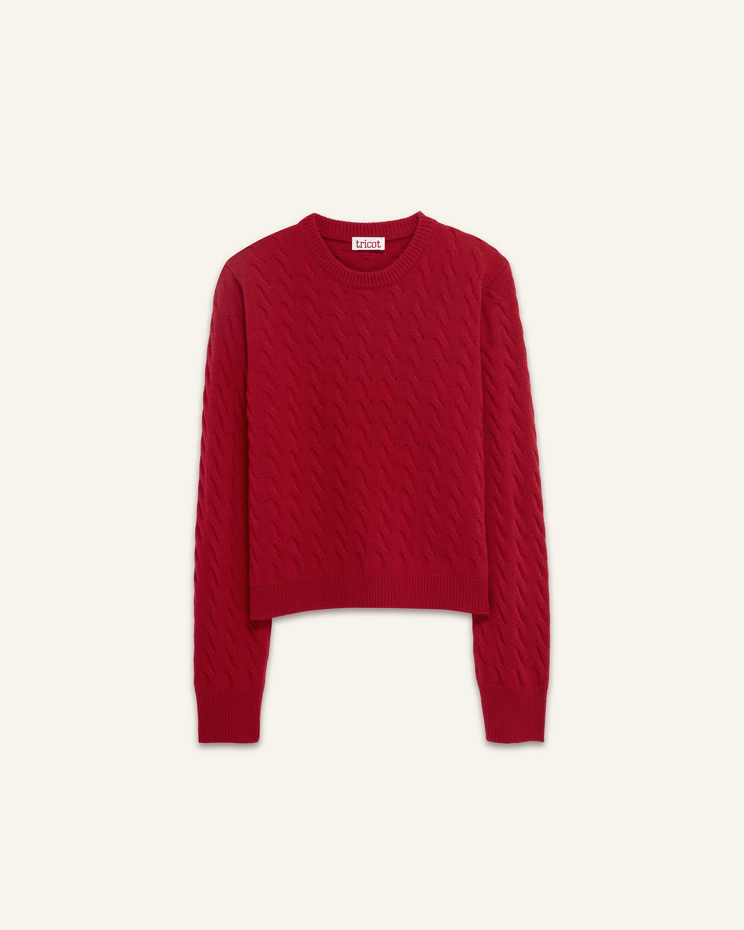 Col Rond Torsadé Rouge Femme - Tricot