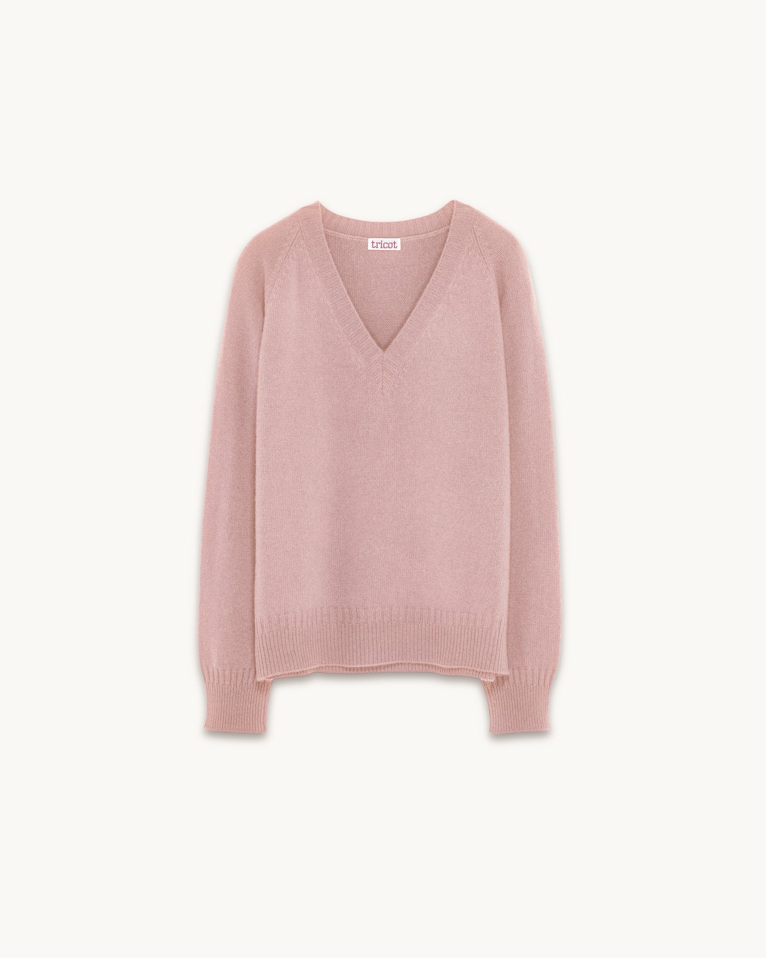 Women's light pink cashmere V-neck