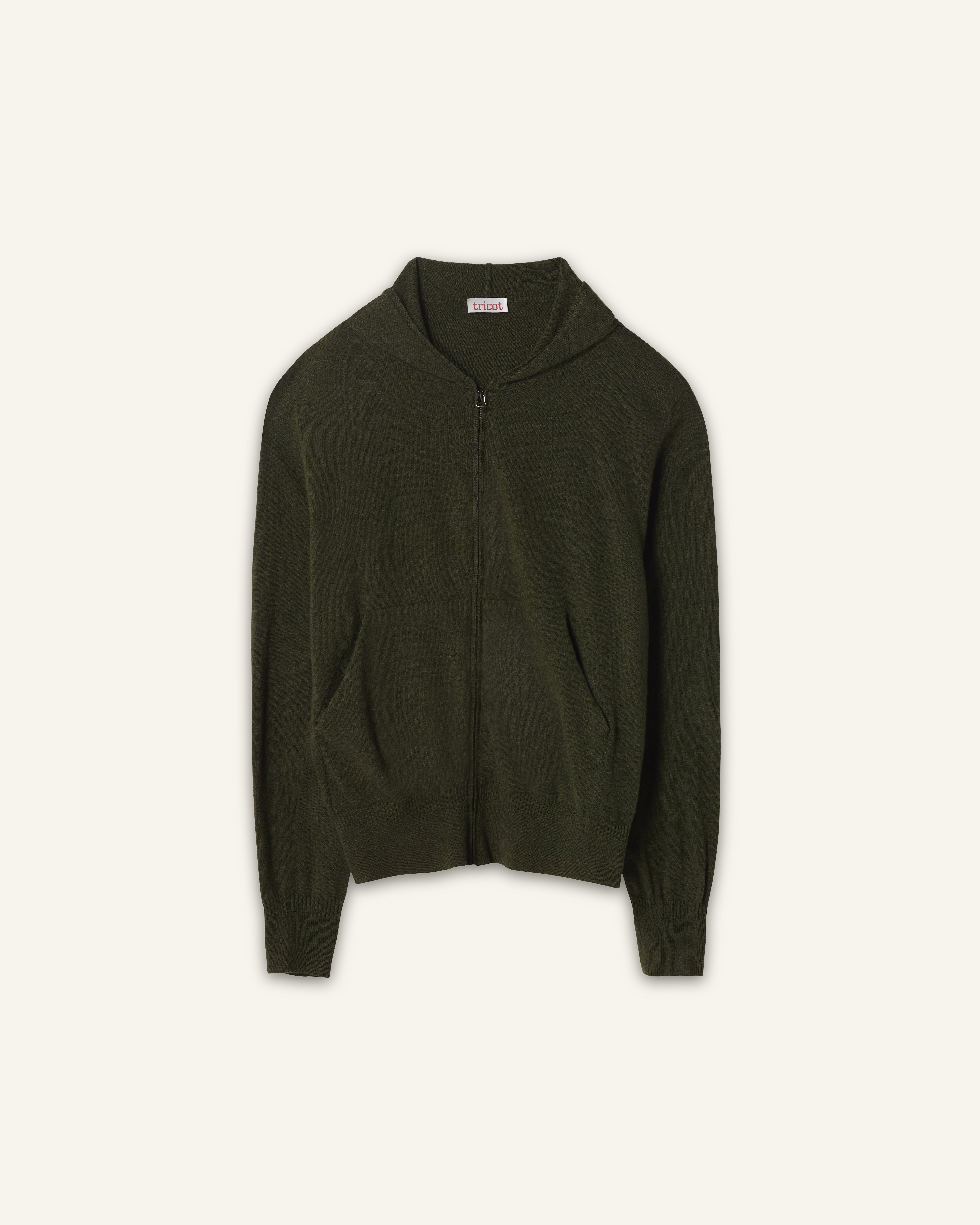 Khaki lightweight cashmere hoodie