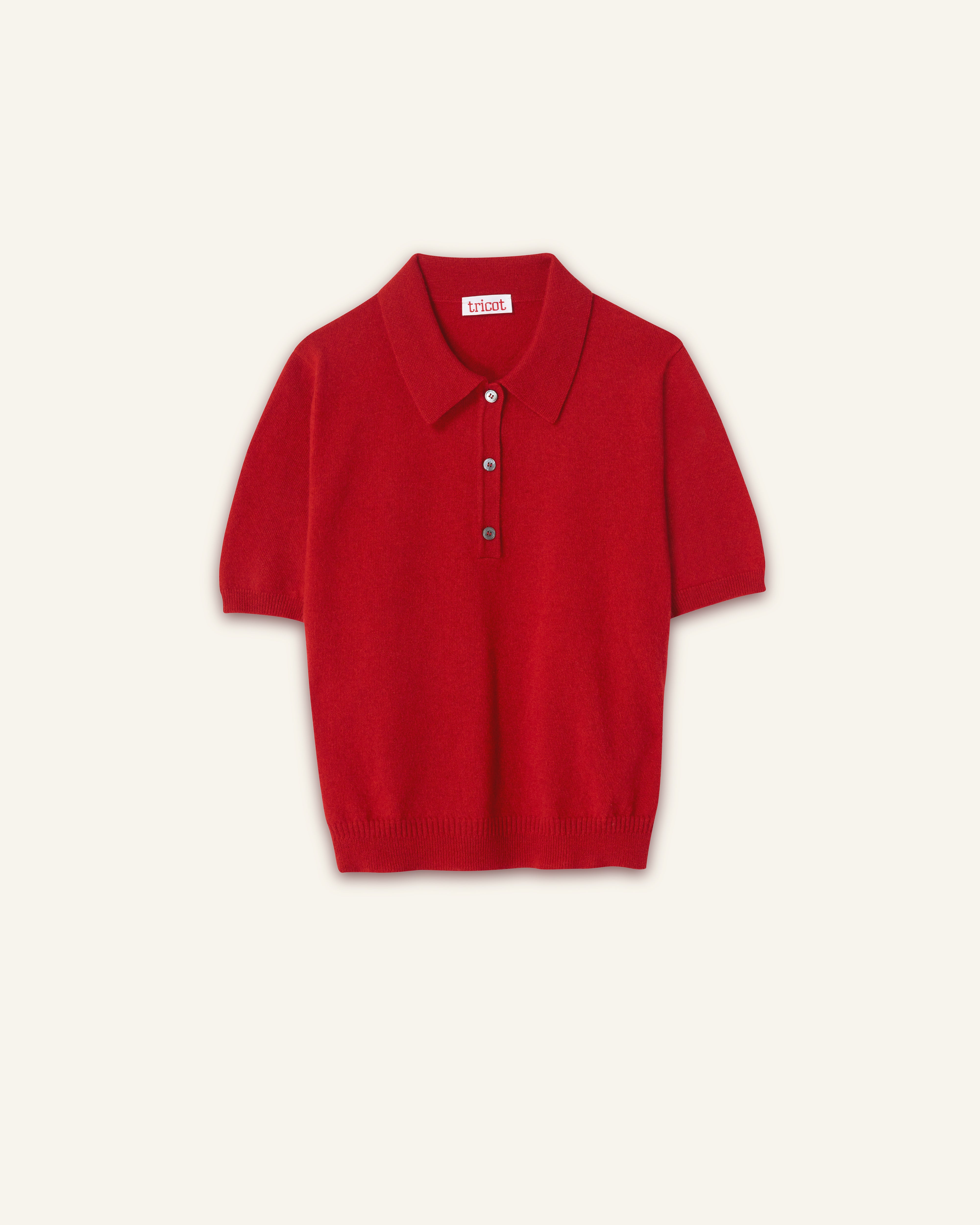 Petit Polo cachemire léger Rouge femme - Tricot
