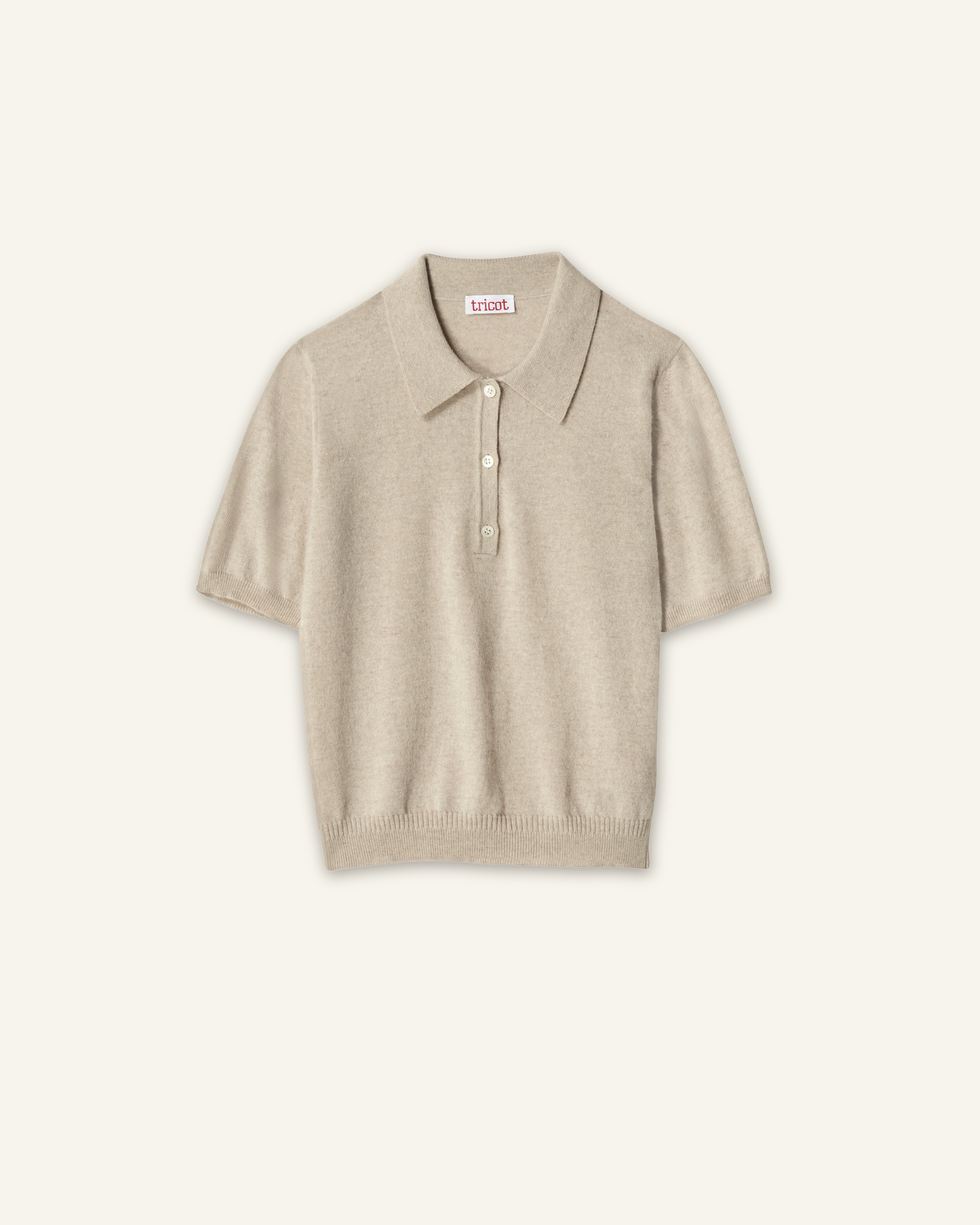 Petit Polo cachemire léger Sable femme - Tricot