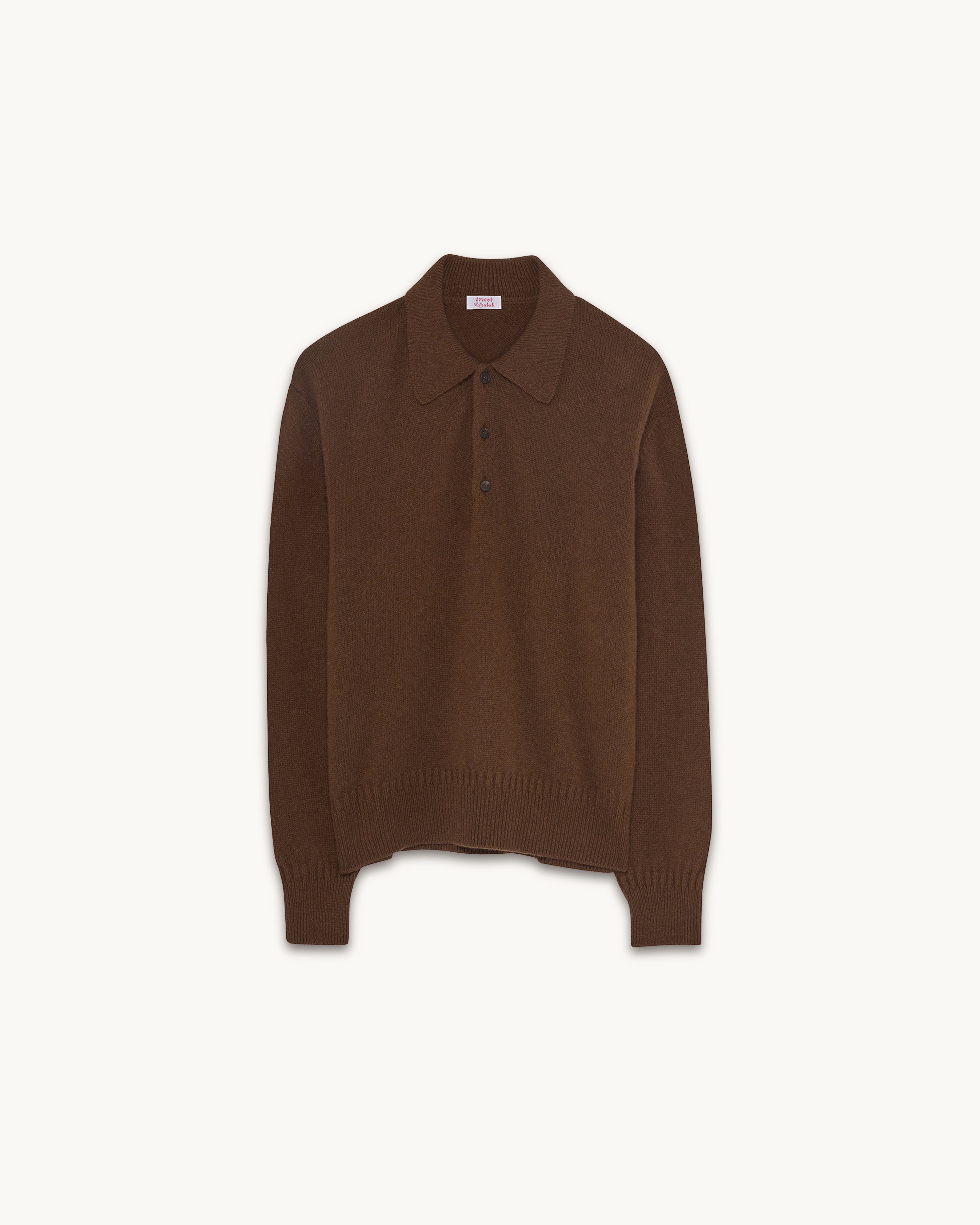 Brown Tricot x Sabah Men's Cashmere Polo Shirt