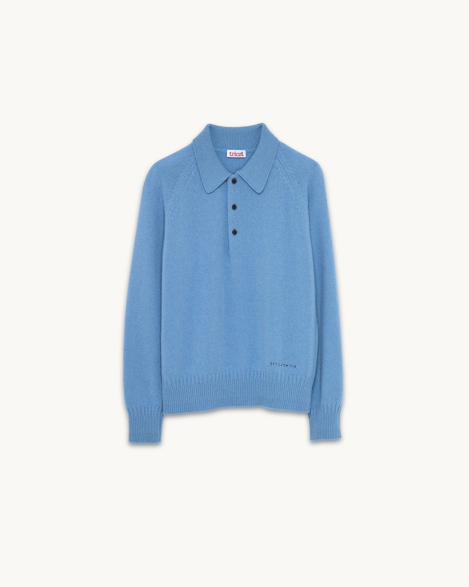 Men's cashmere polo in Nina's blue