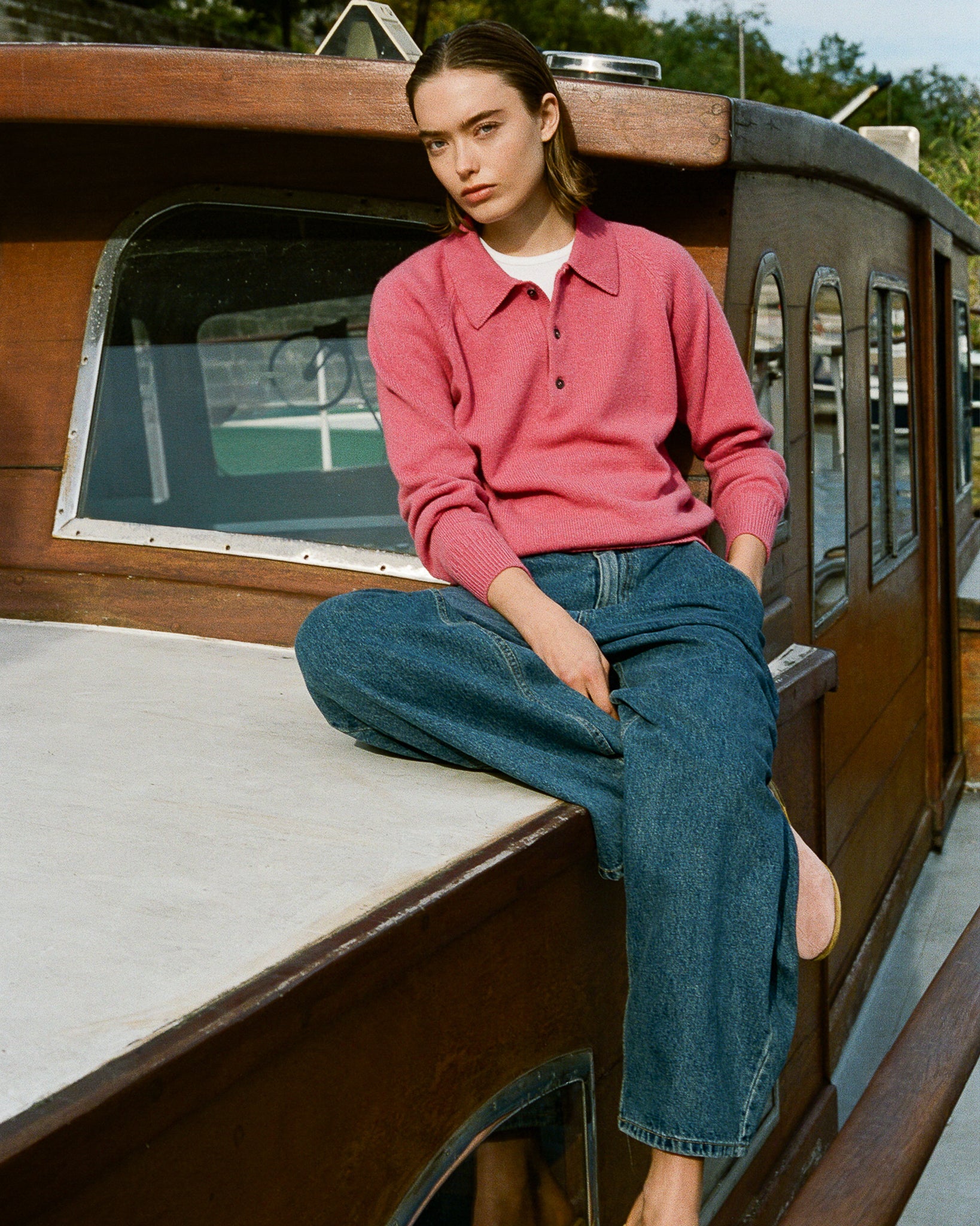 Polo en cachemire Indian Pink femme