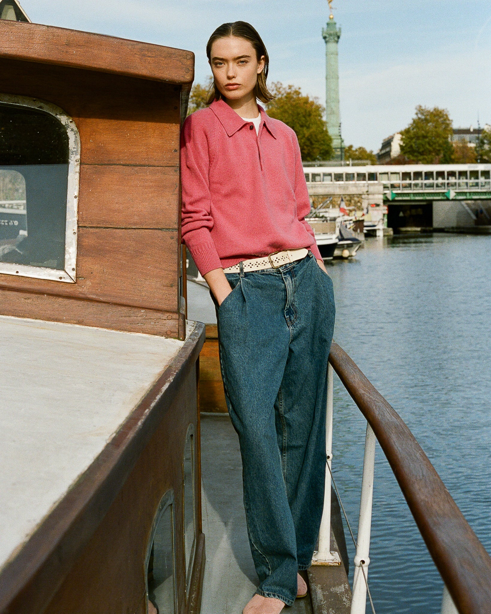 Polo en cachemire Indian Pink femme