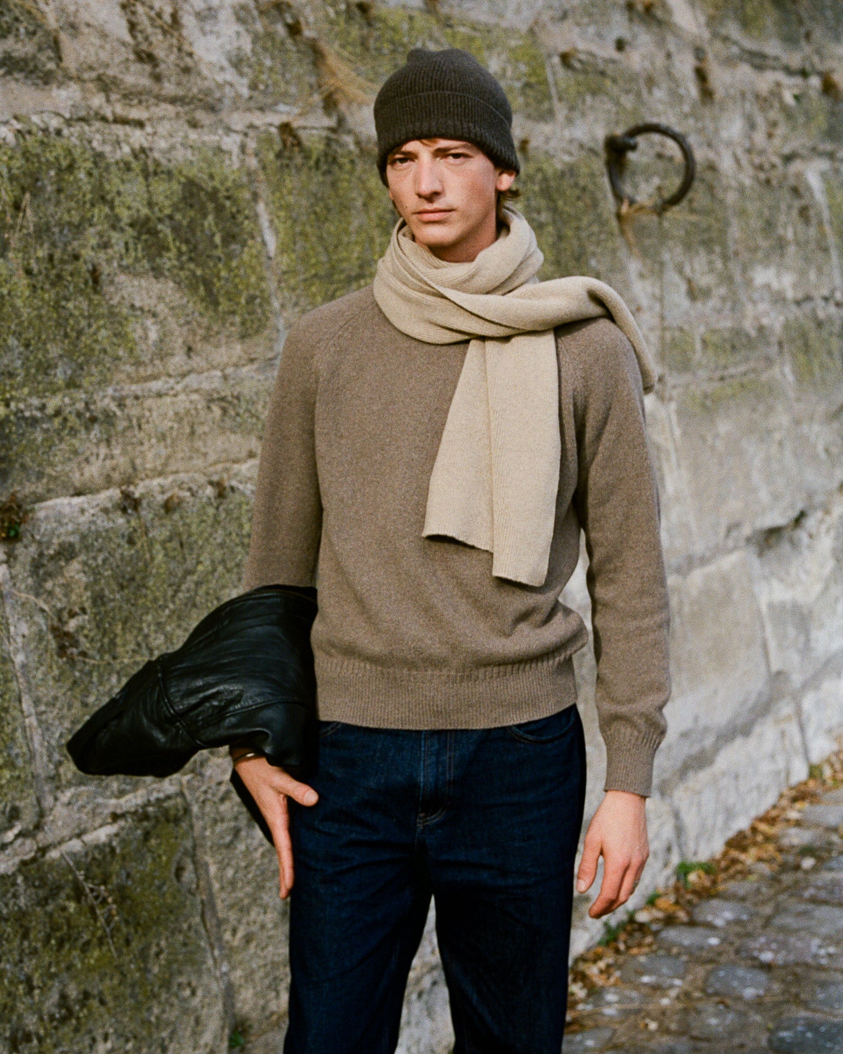 Men's Sand Cashmere Scarf