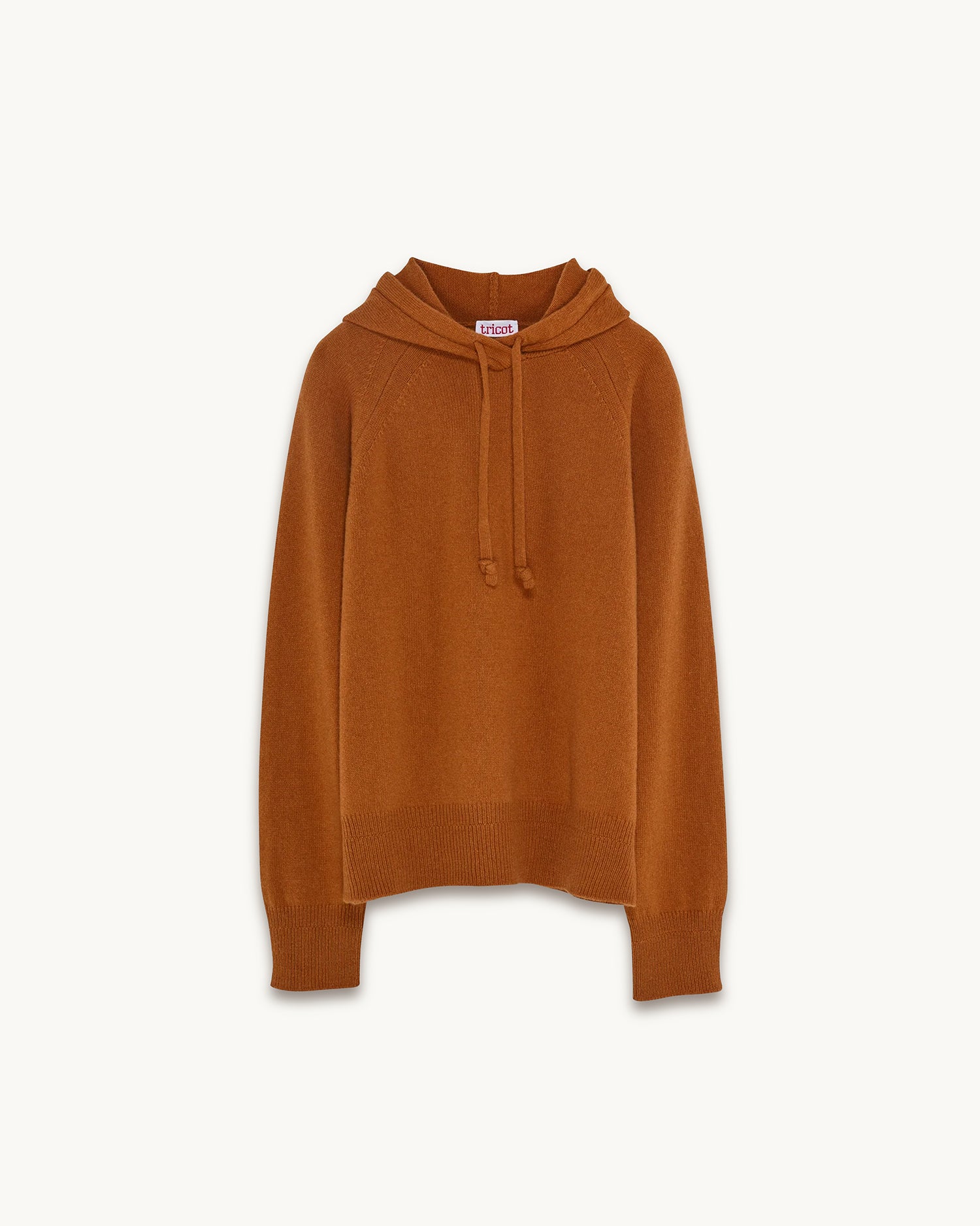 Pull à capuche en laine et cachemire Ocre Femme
