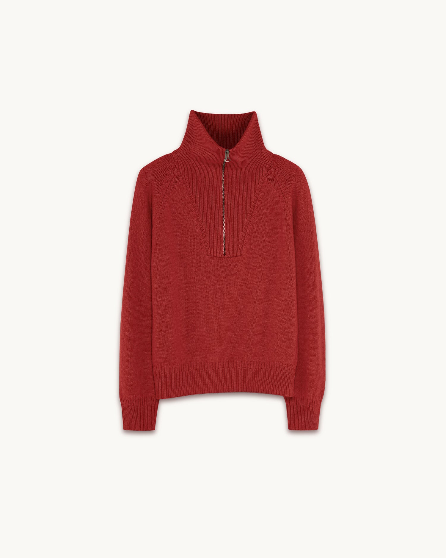 Men's Red Cashmere Zip Collar