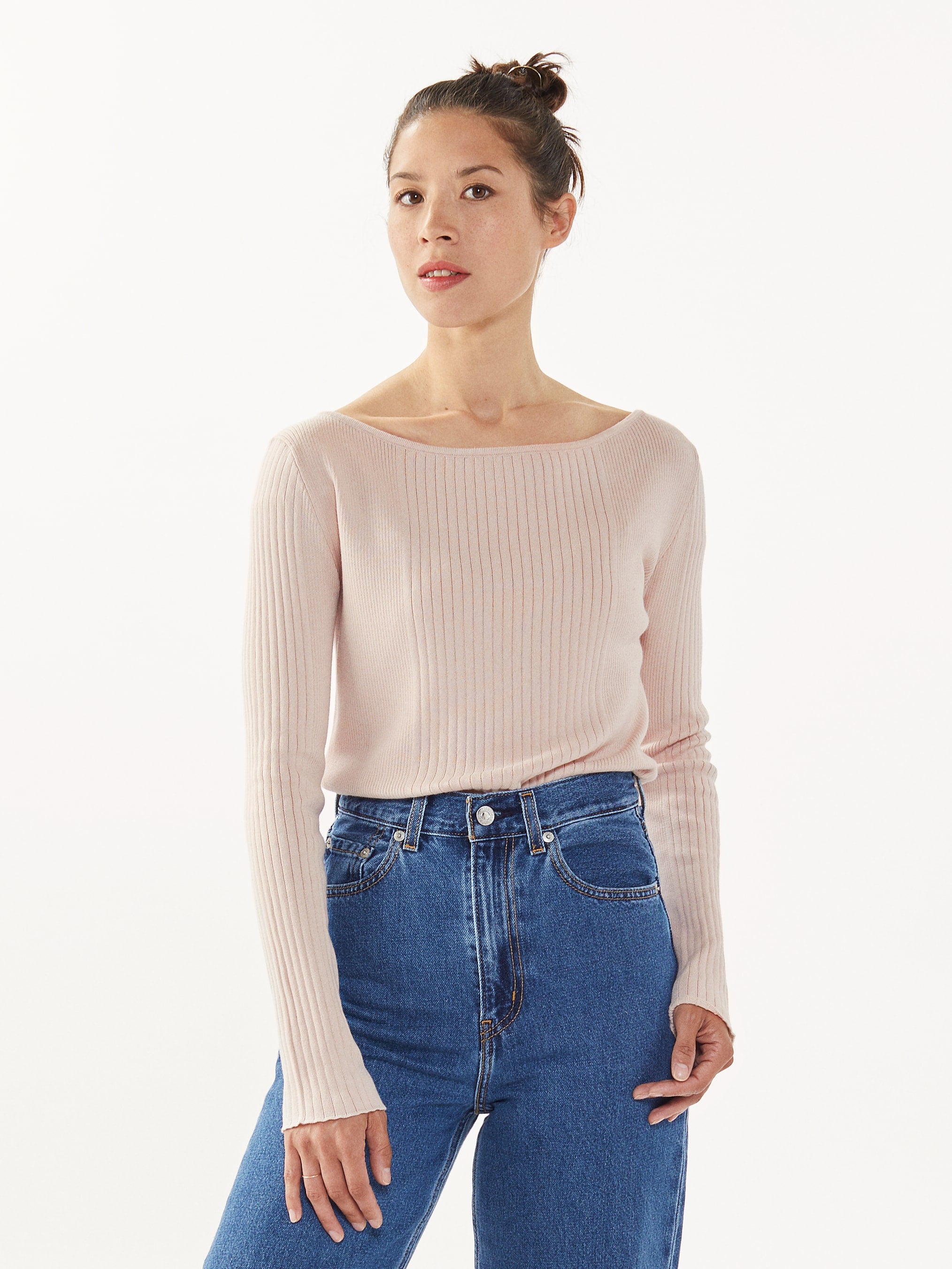 Pull Fin en Coton Bio Rose pour femmes