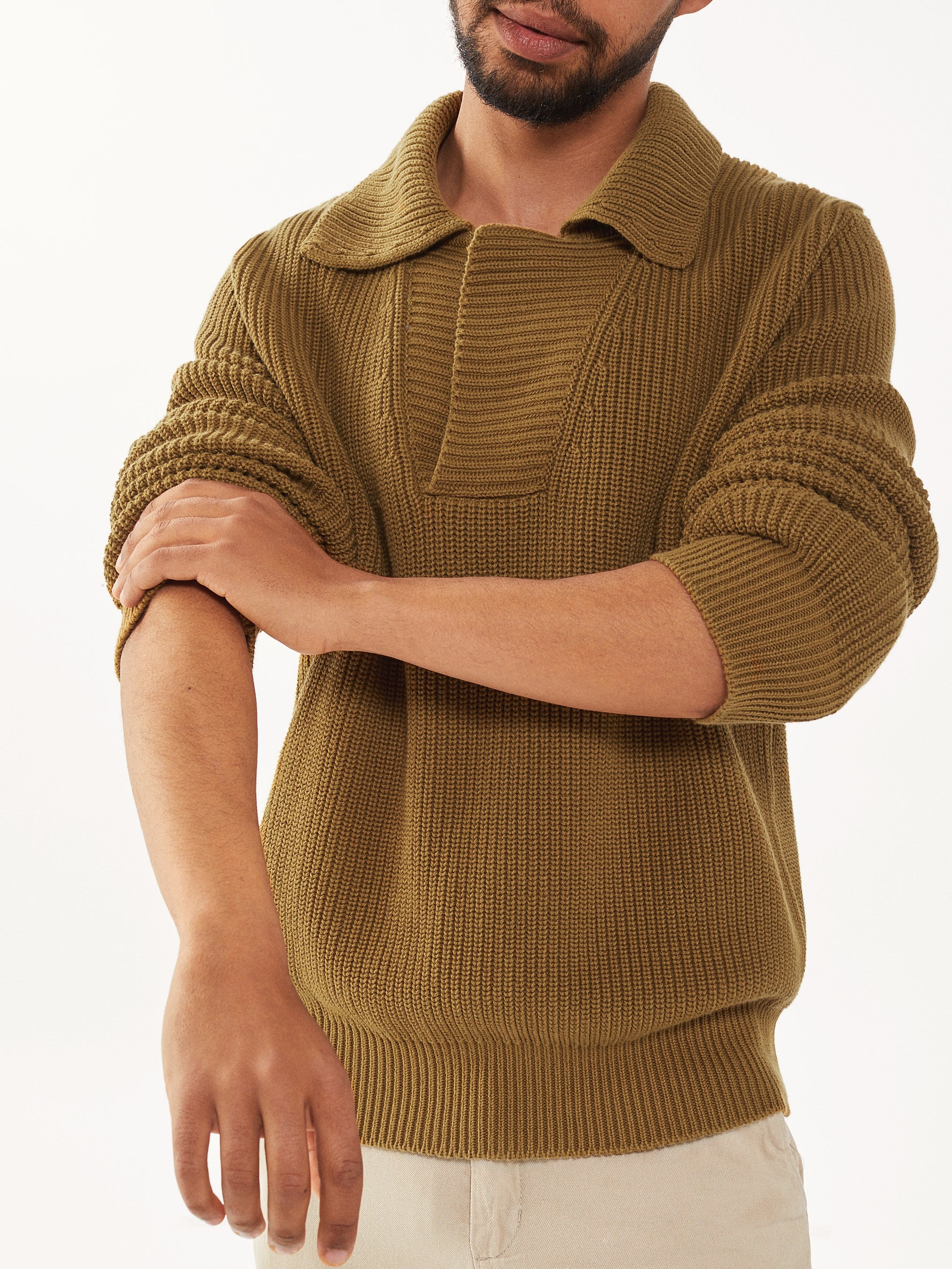 Polo en coton bio Tabac Homme - Tricot