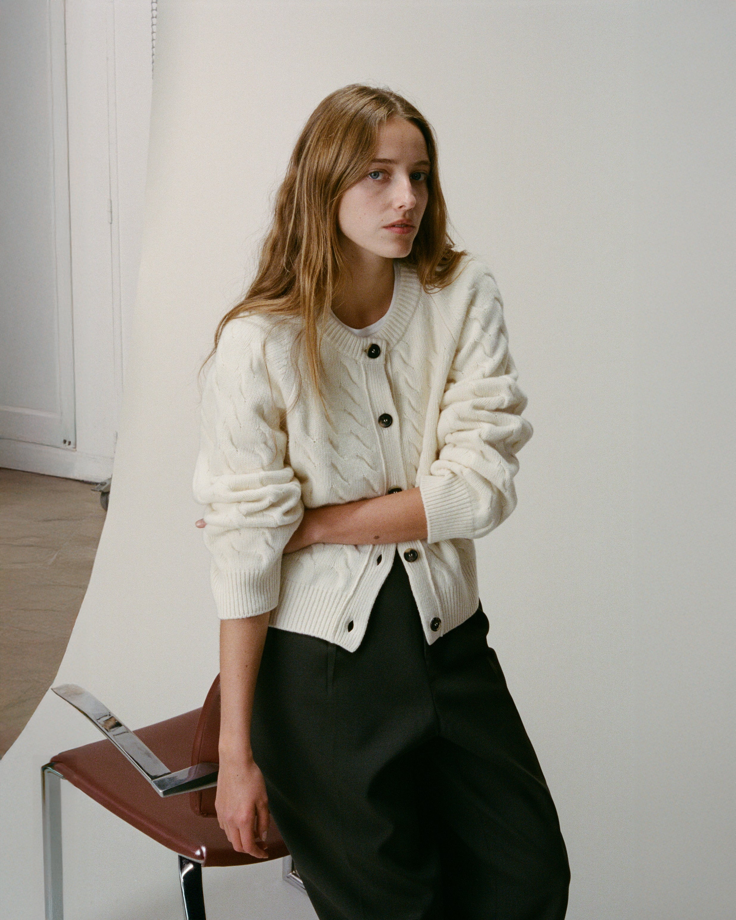 Cardigan torsadé Blanc Femme
