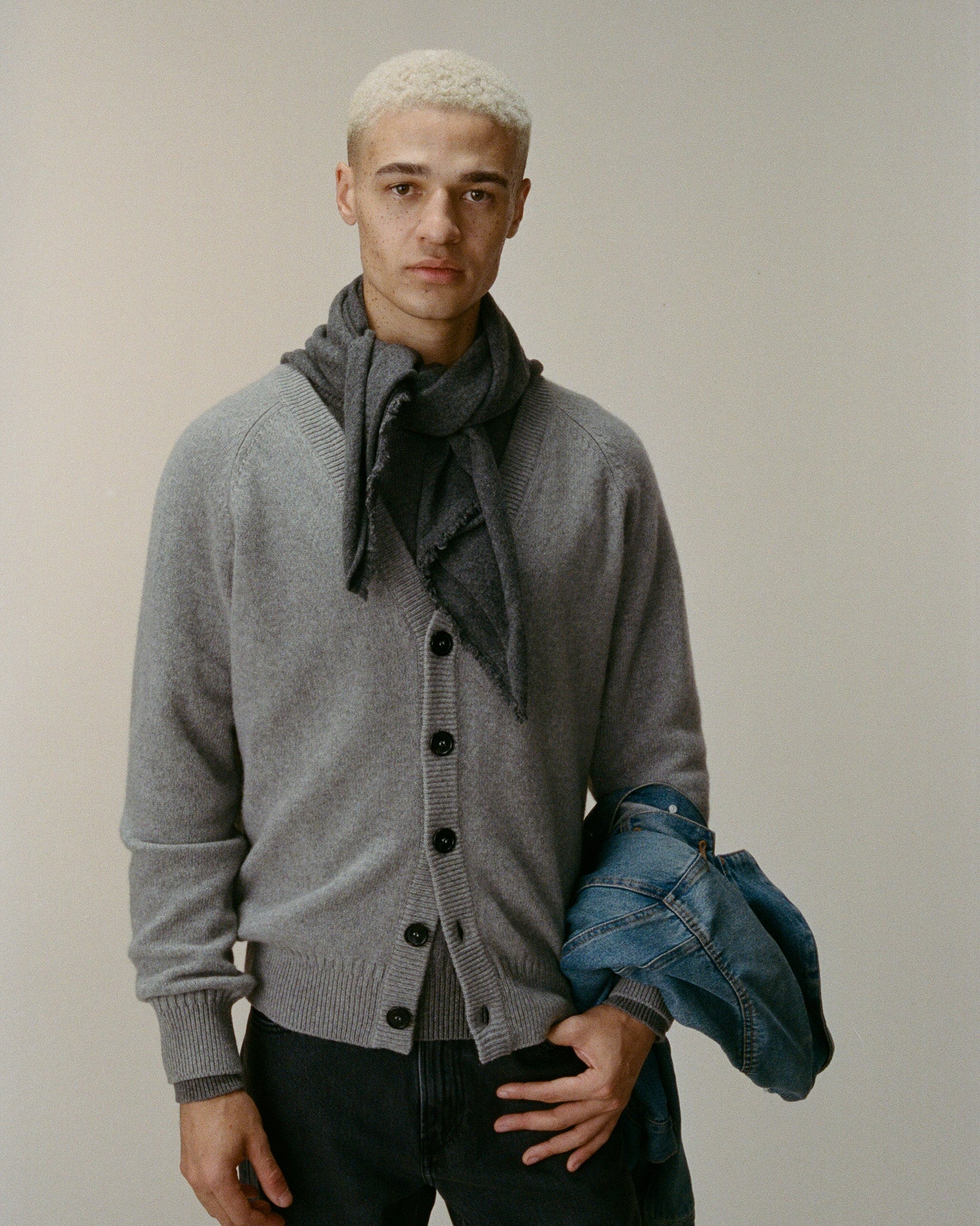 Men's Grey Cashmere Cardigan