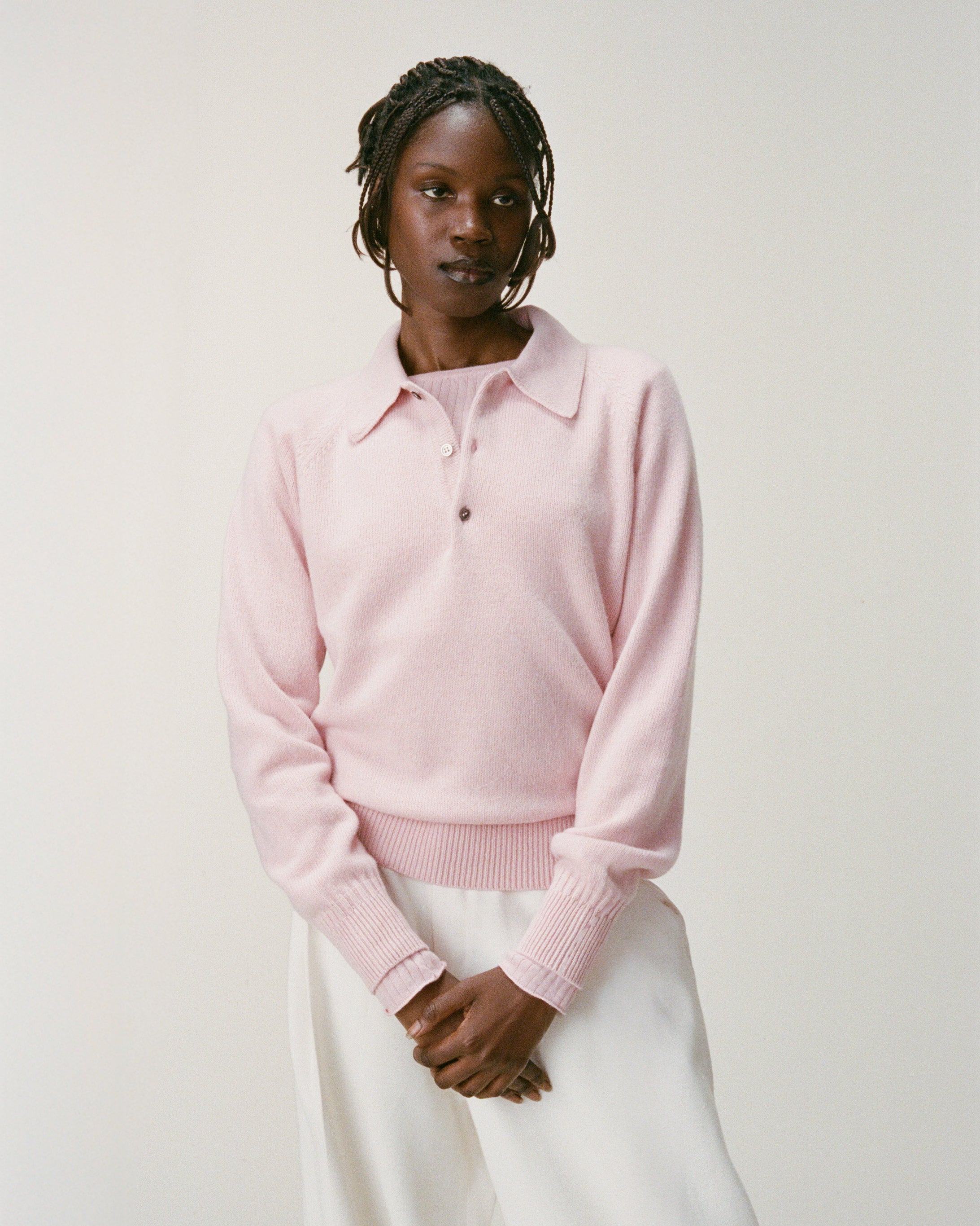 Men's Indian Pink cashmere polo