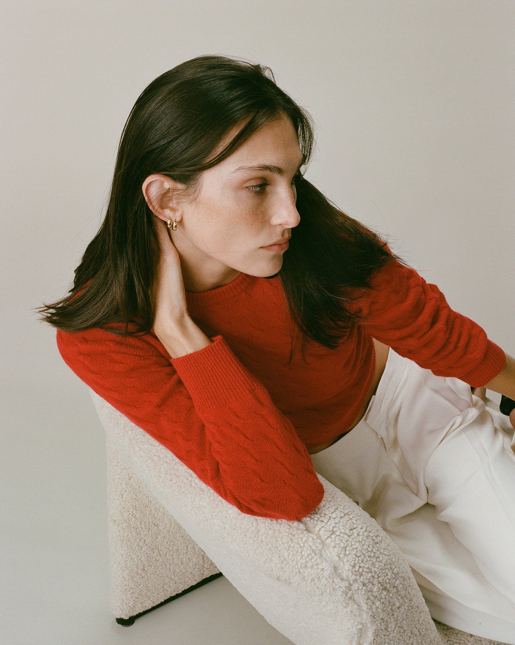 Col Rond Torsadé Rouge Femme