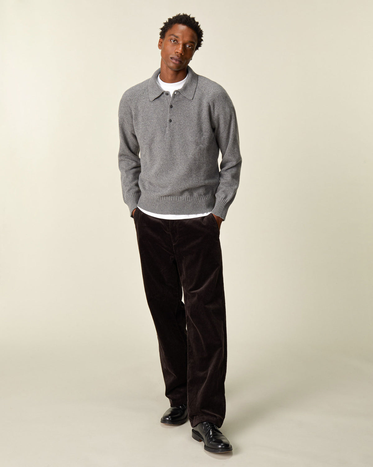 Men's Gray Cashmere polo