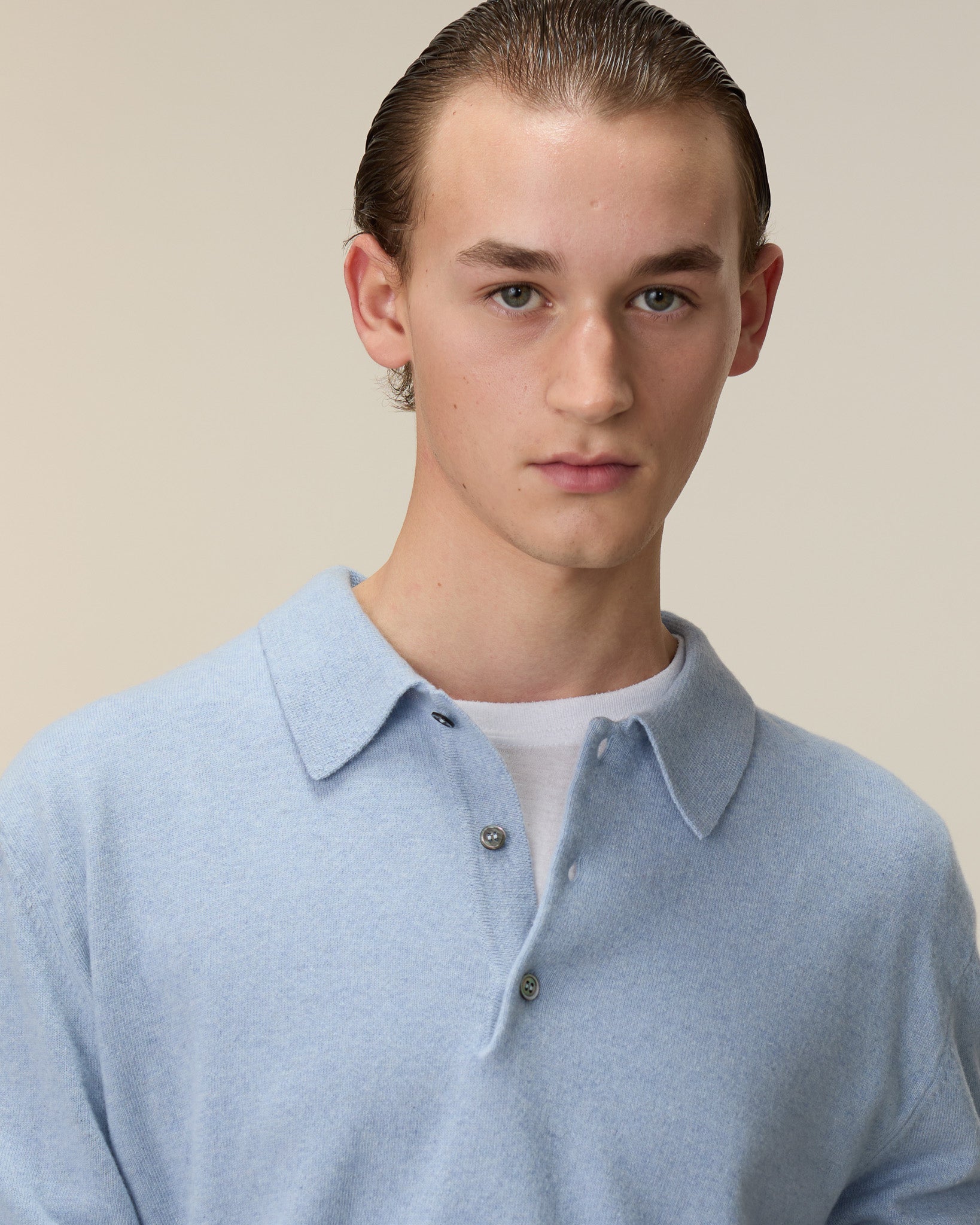 Polo cachemire léger Bleu ciel homme - Tricot