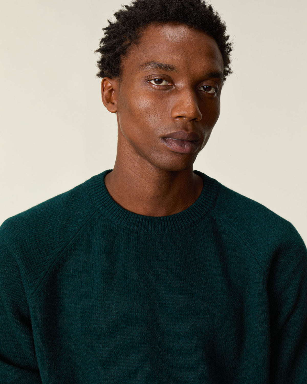 Pull col rond en cachemire Vert Homme