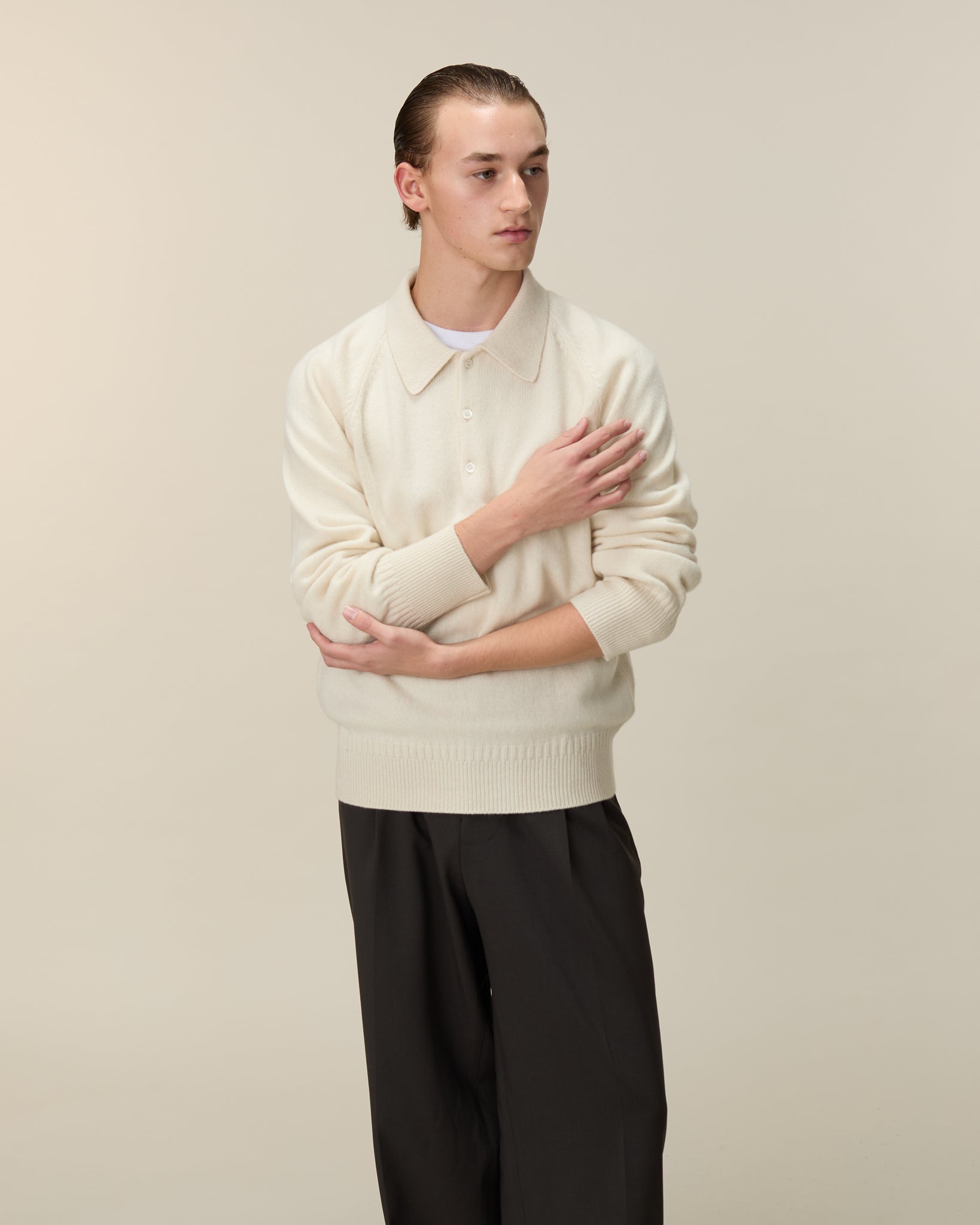 Polo en cachemire Blanc Homme