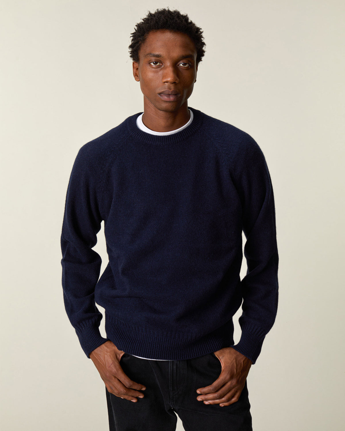 Pull col rond en cachemire Marine foncé Homme