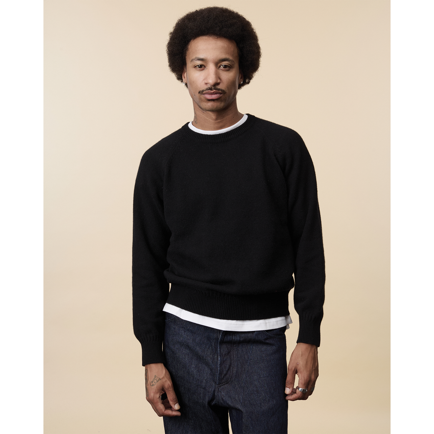 Men's cashmere crewneck sweater in Black