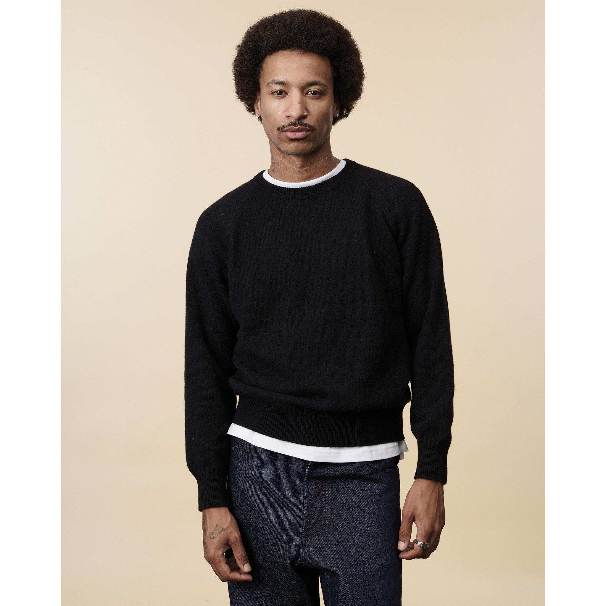 Pull col rond en cachemire Noir Homme