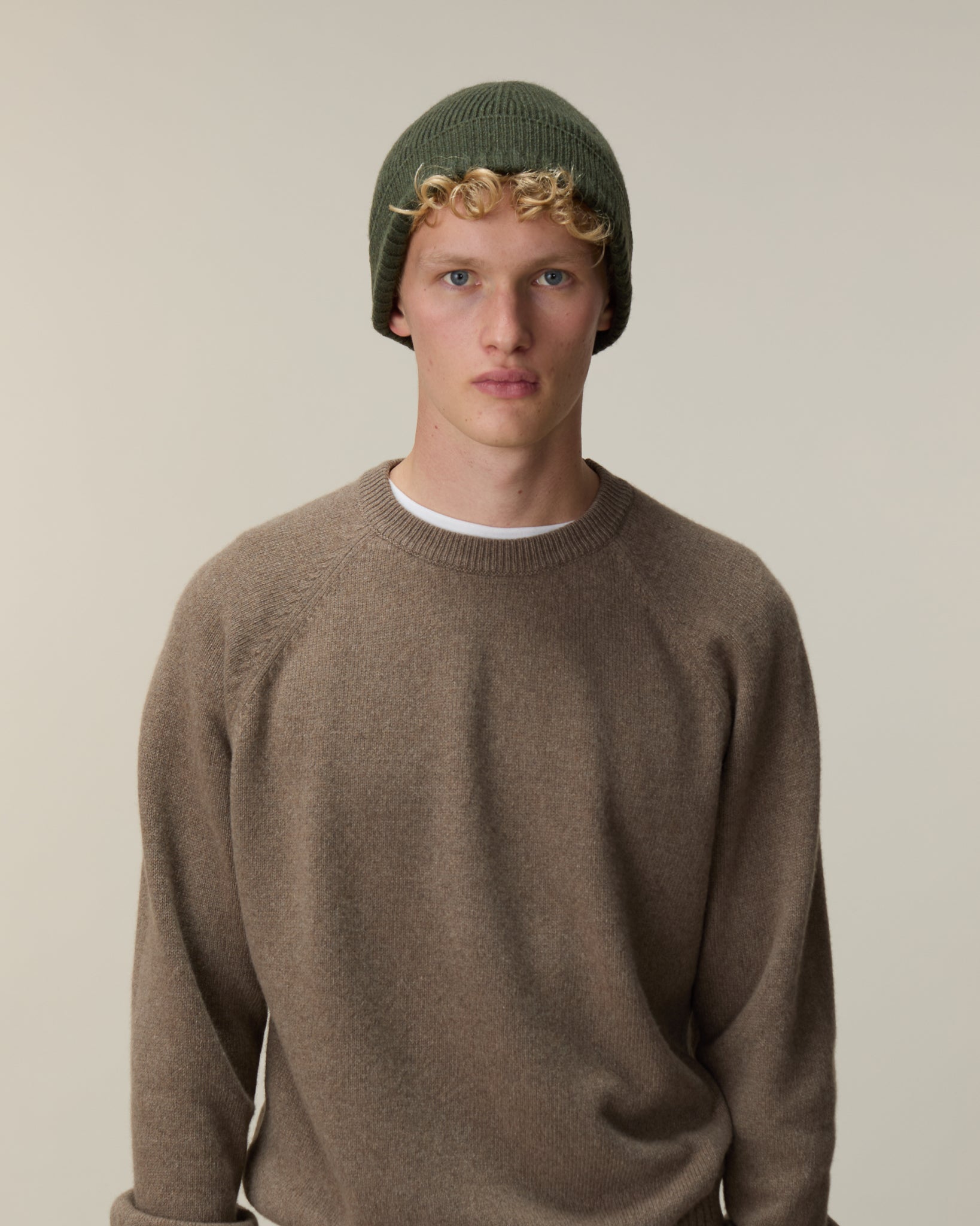 Bonnet en cachemire Kaki Homme