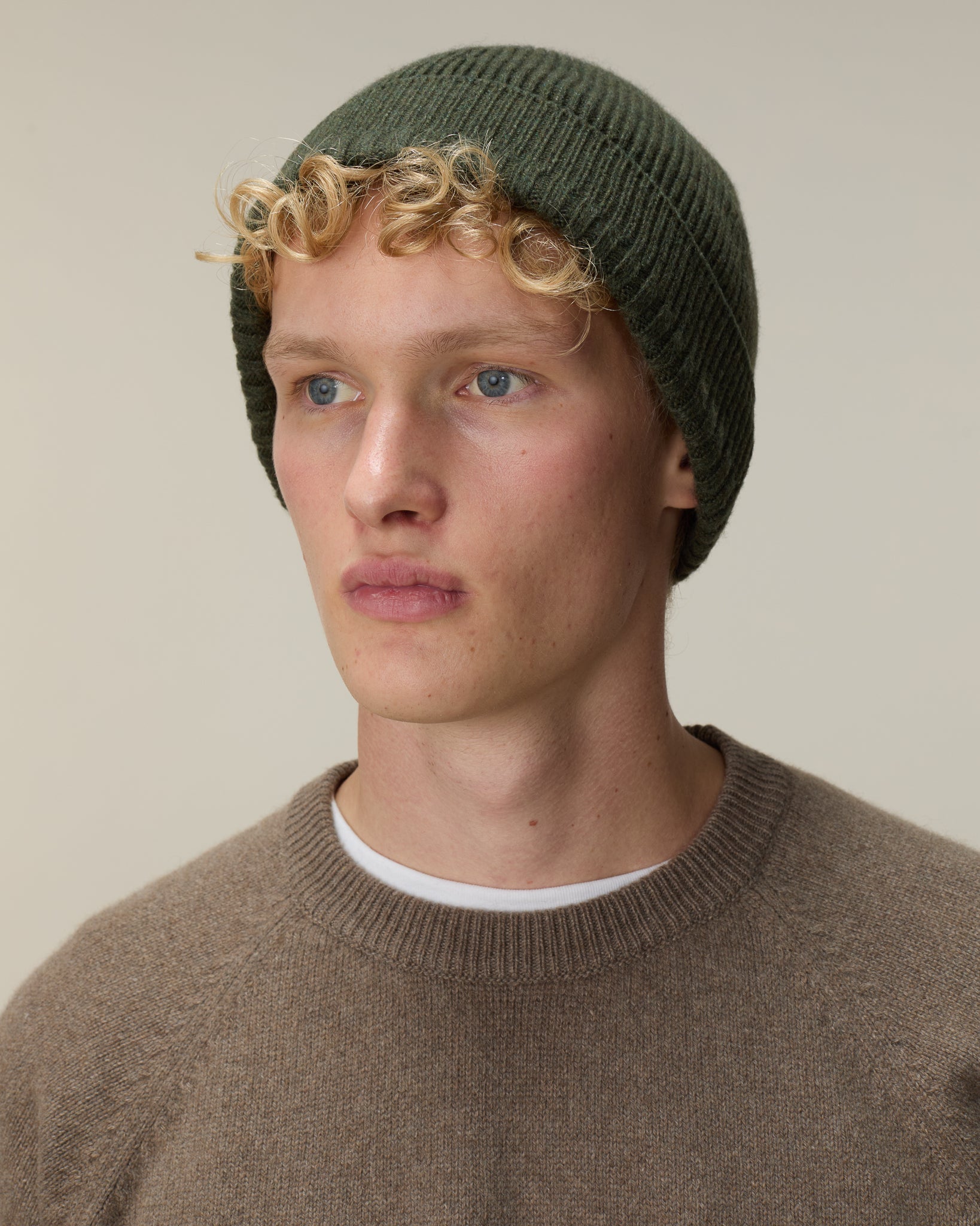 Bonnet en cachemire Kaki Homme