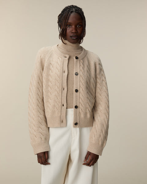 Women's Sable Cable Knit Cardigan | Tricot