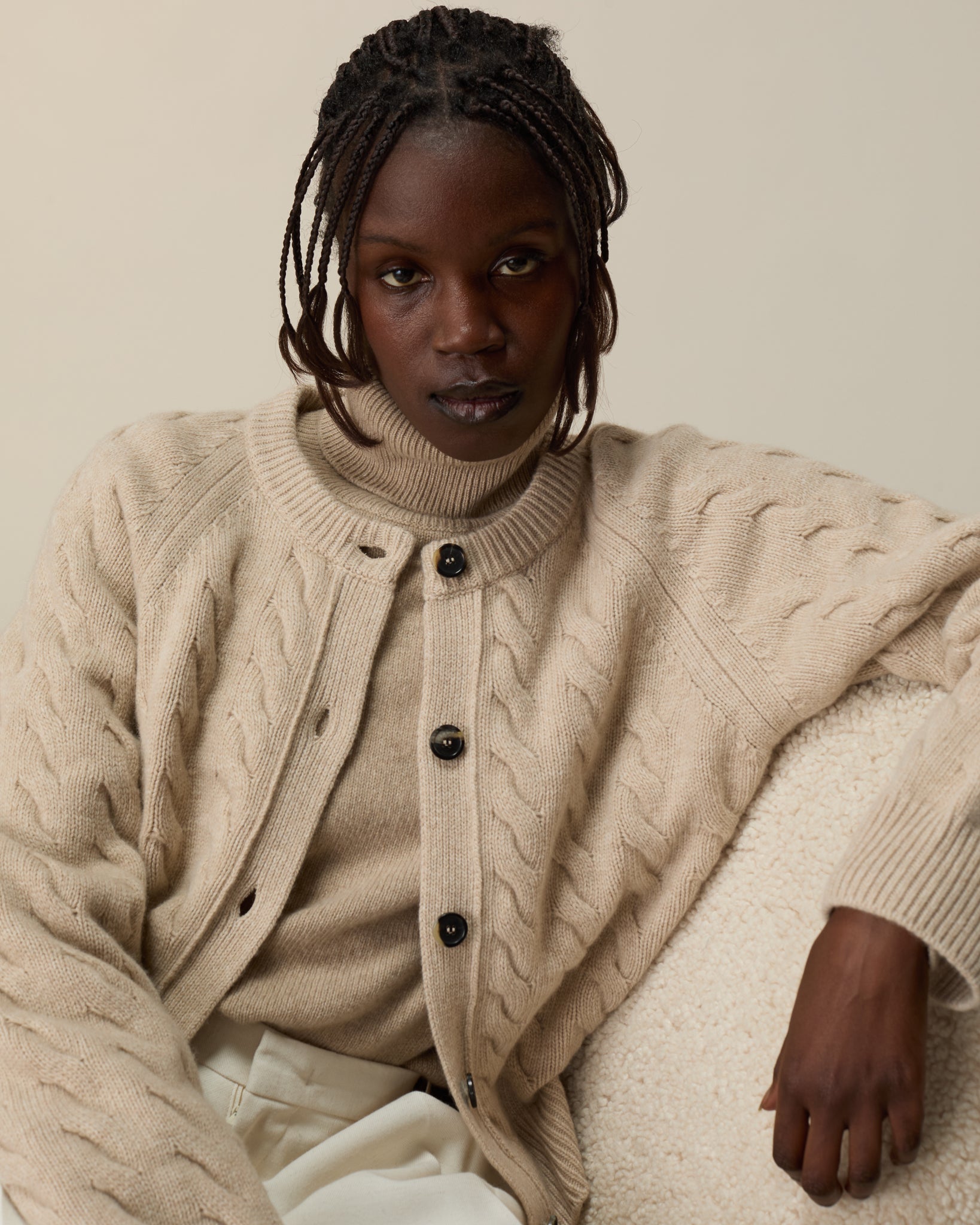Cardigan torsadé Sable Femme