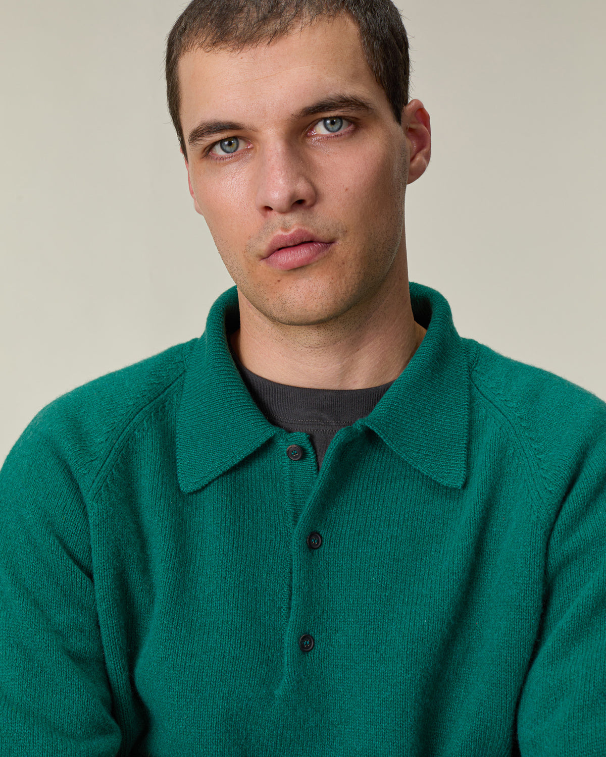 Men's Bottle Green Cashmere Polo Shirt