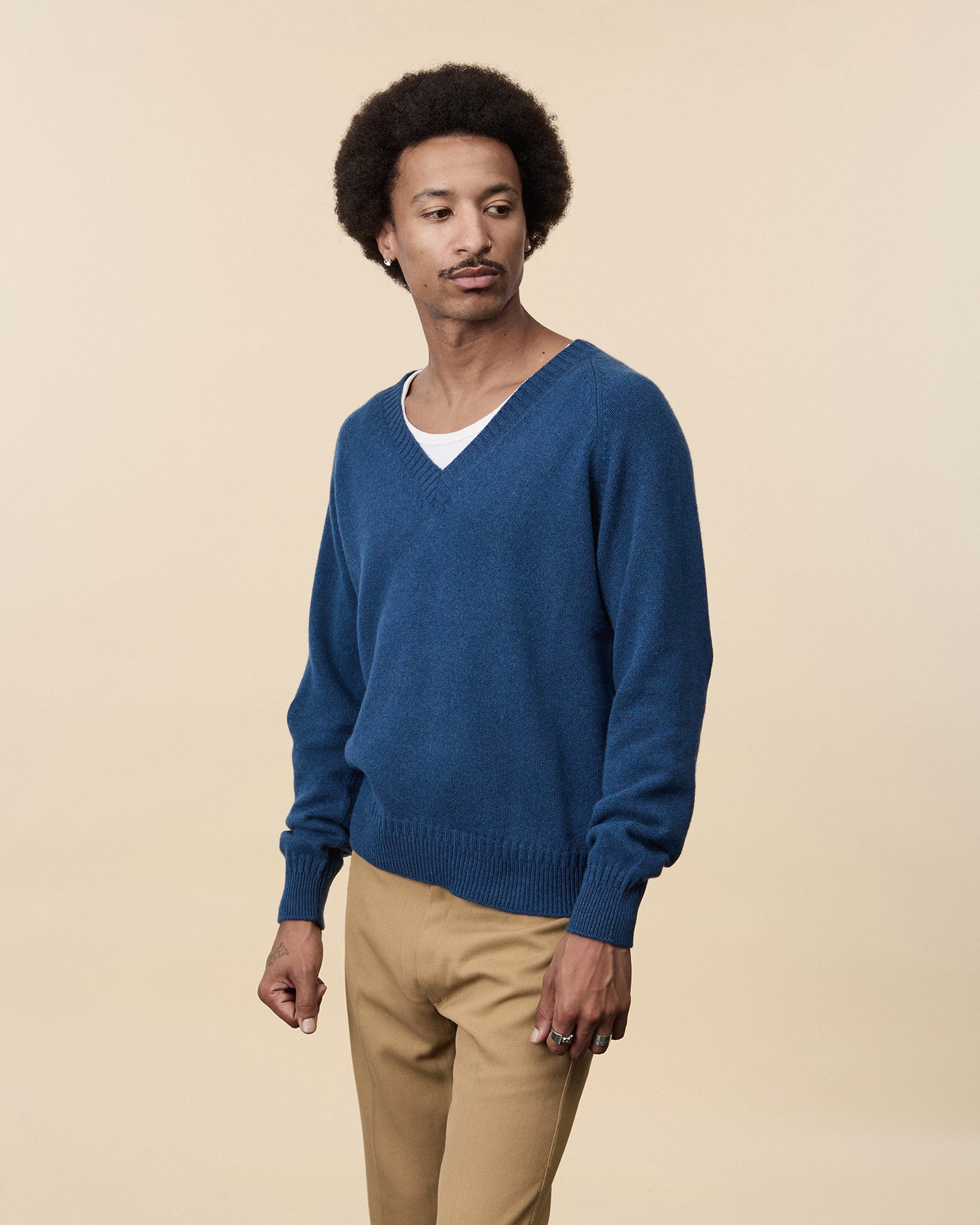 Men's Ocean Cashmere V-Neck