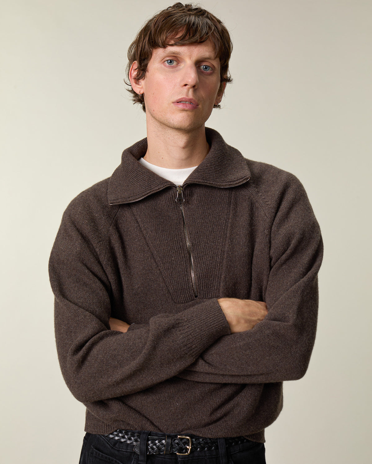 Pull col zippé en cachemire Marmotta Homme