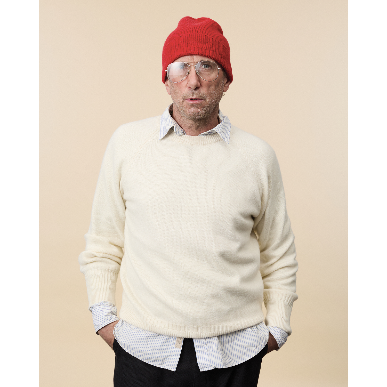 Bonnet en cachemire Rouge Homme