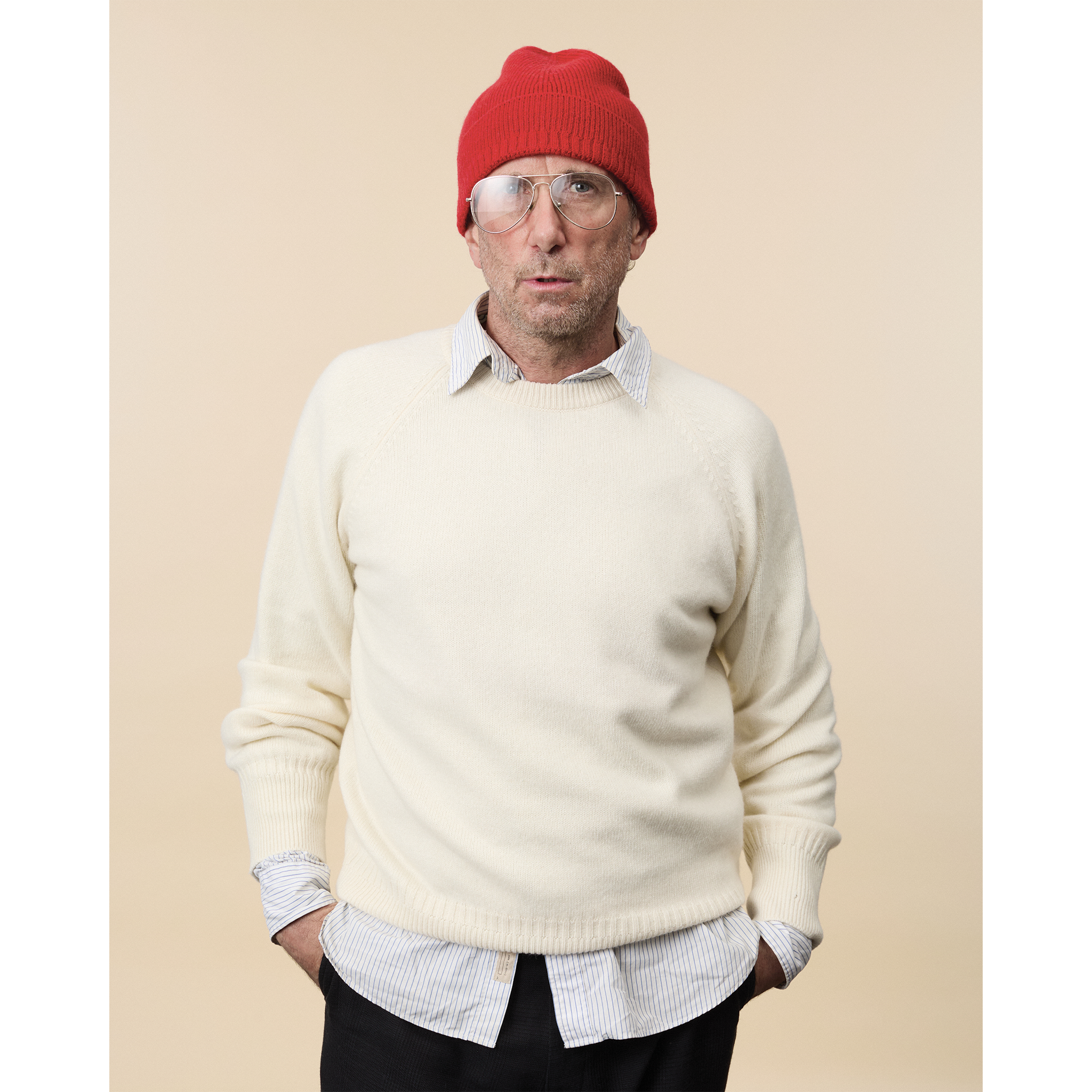 Bonnet en cachemire Rouge Homme