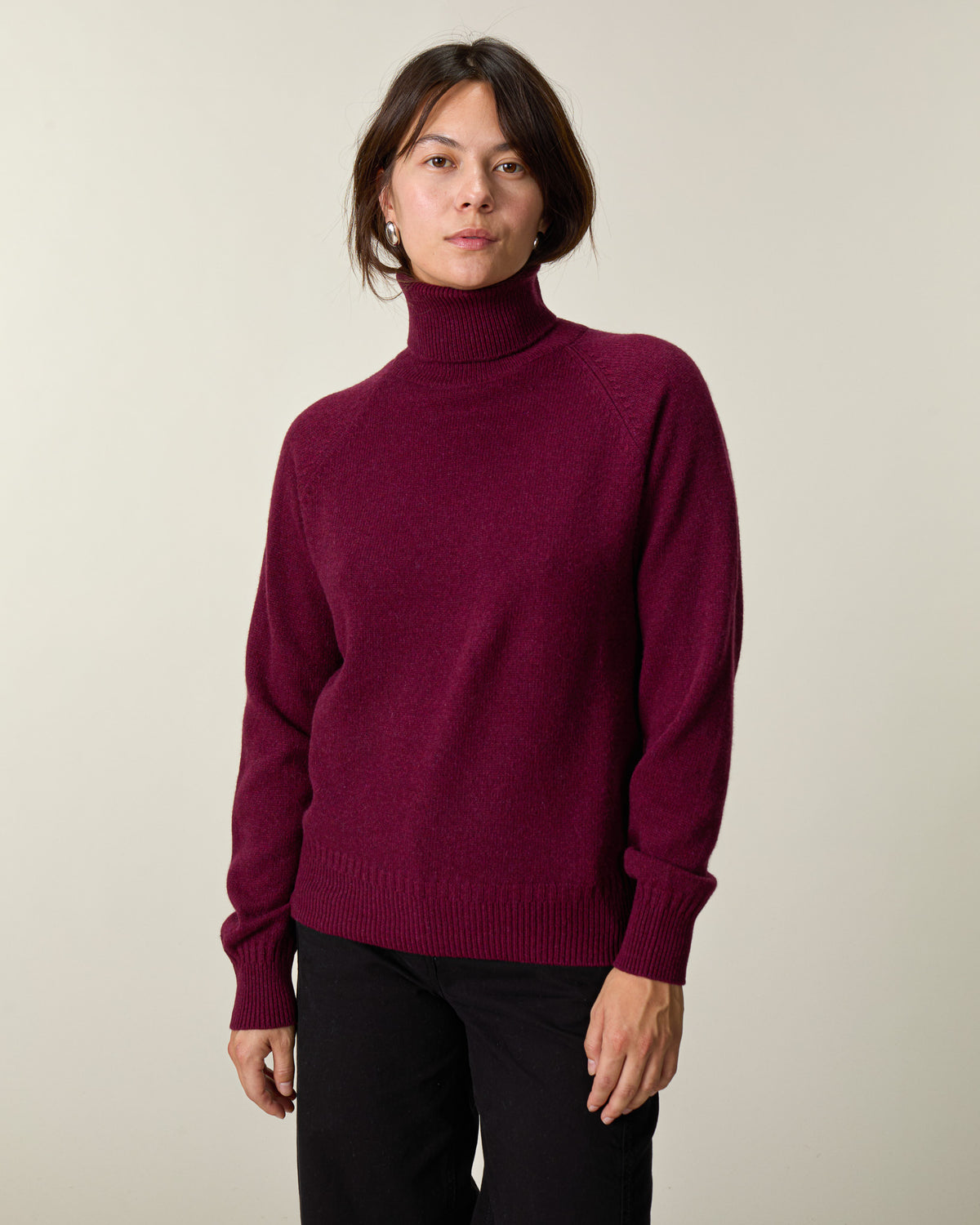 Col roulé en cachemire Bordeaux Femme