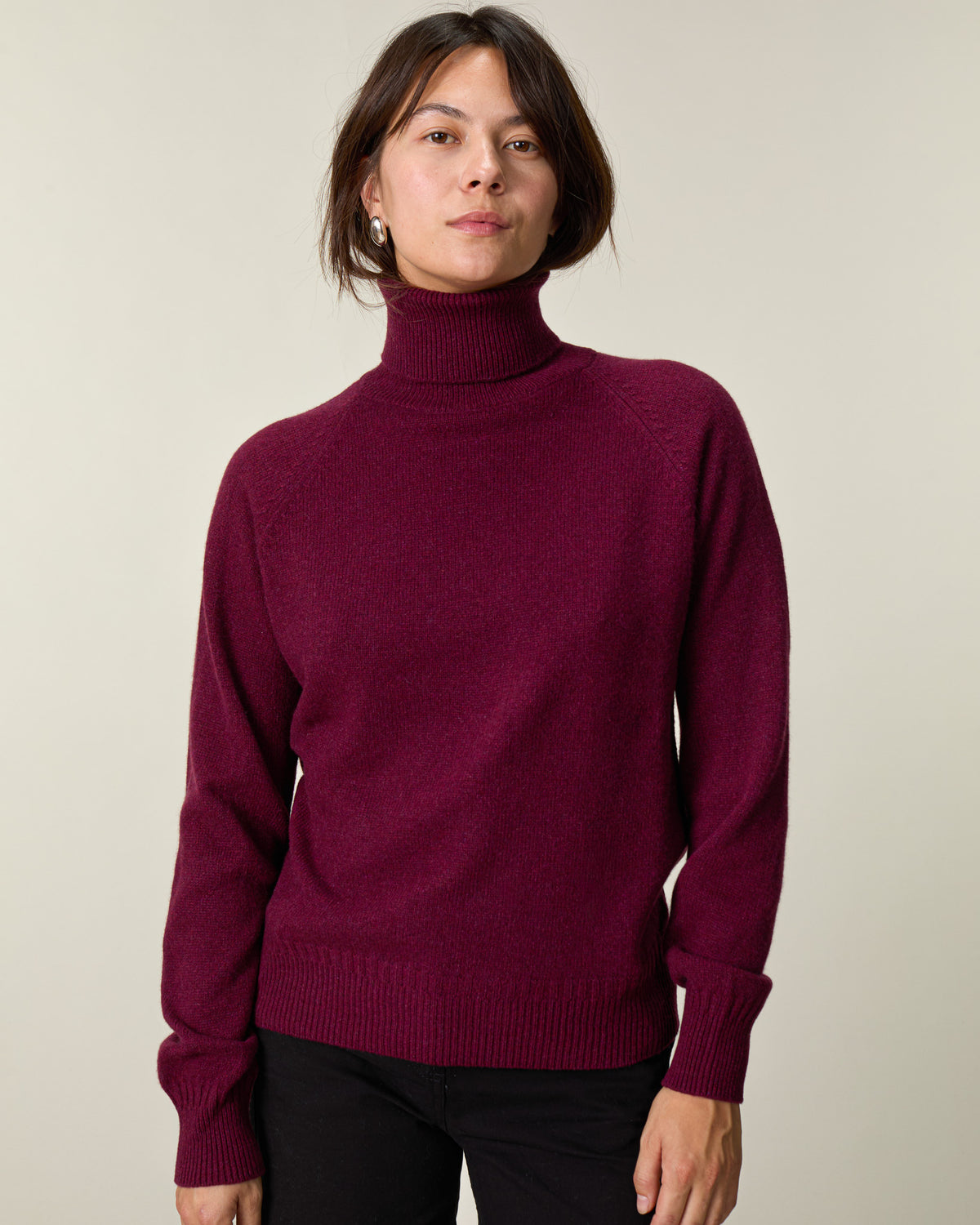 Col roulé en cachemire Bordeaux Femme