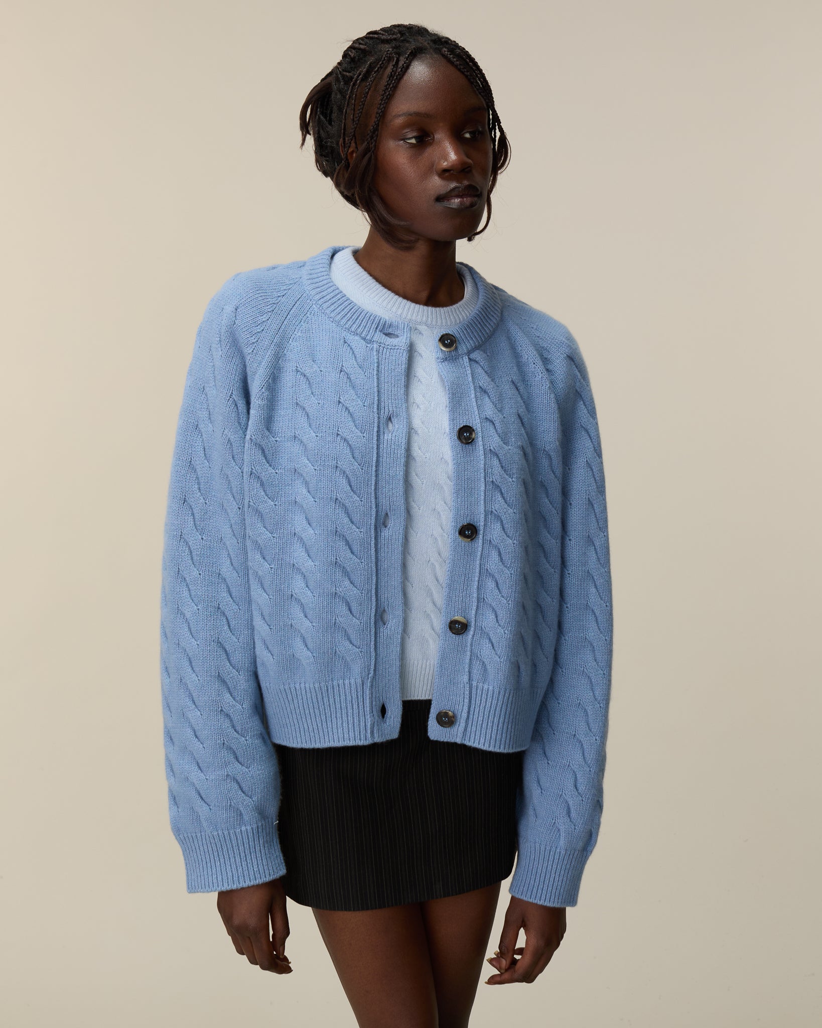 Cardigan torsadé Bleu Jean Femme