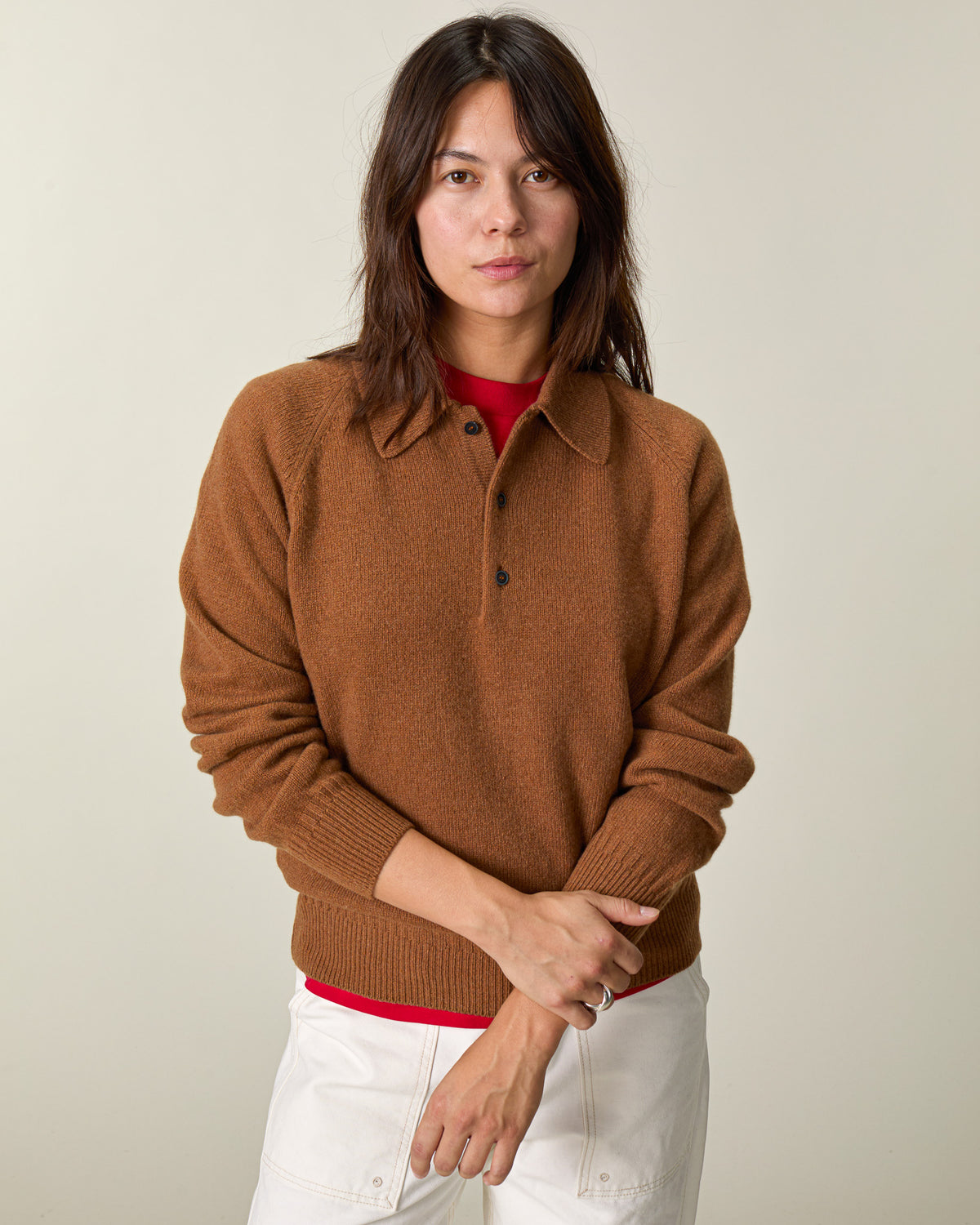 Polo en cachemire Rhum Femme