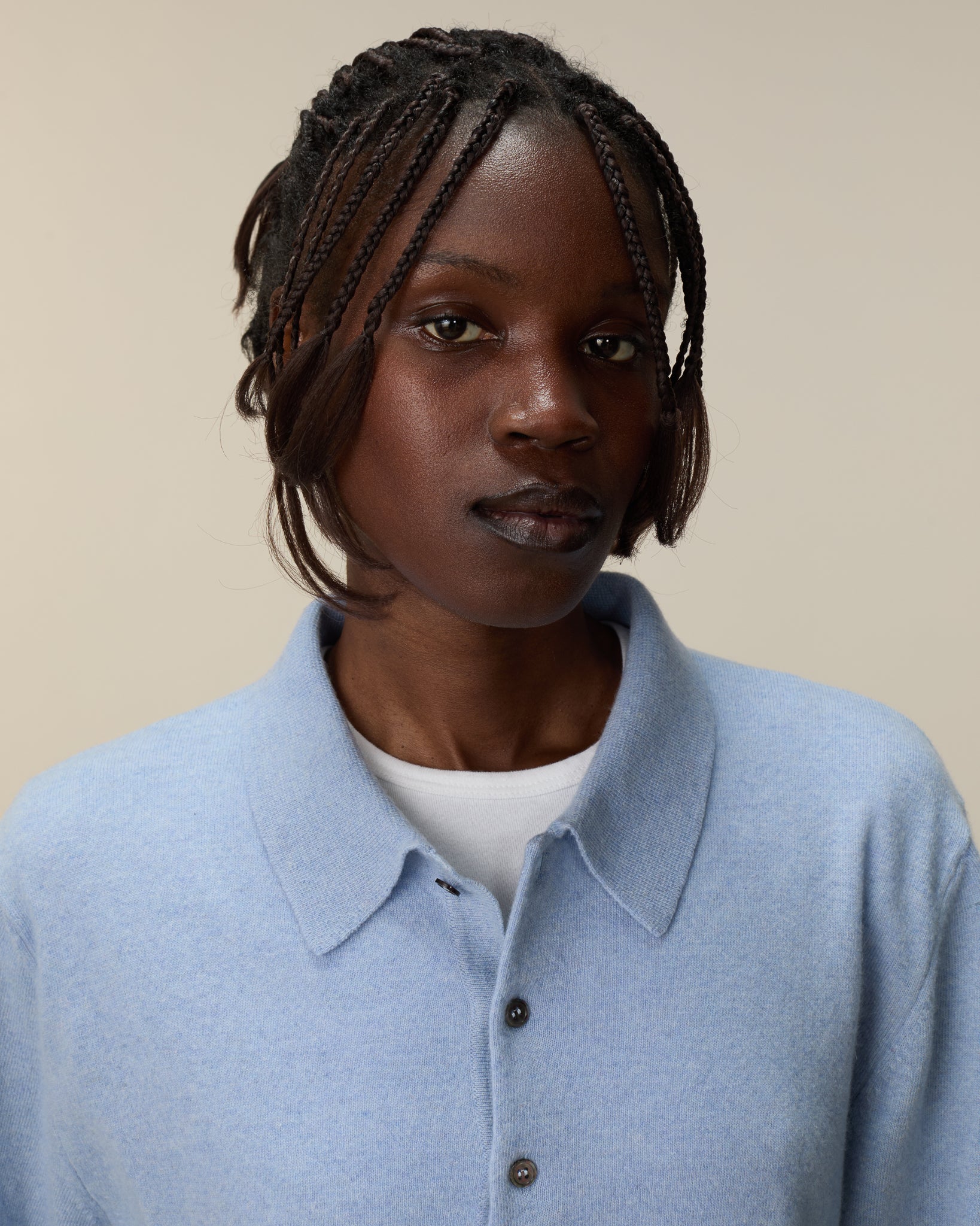 Polo cachemire léger Bleu ciel femme