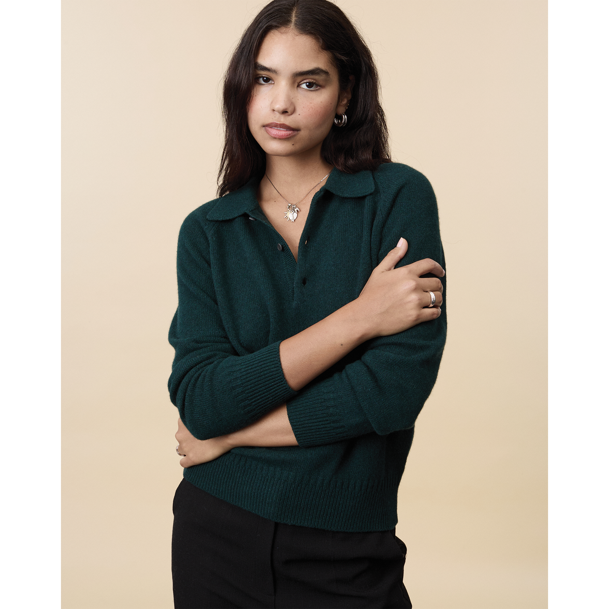 Women's Green Cashmere polo