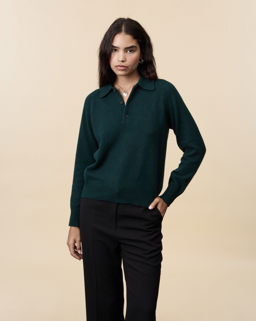 Women's Green Cashmere polo