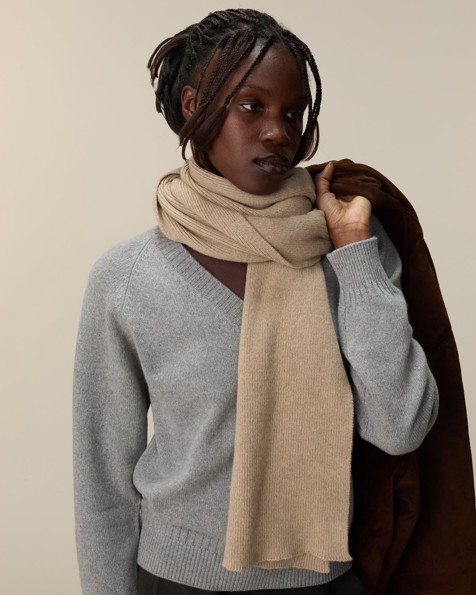 Women's Sand Cashmere Scarf