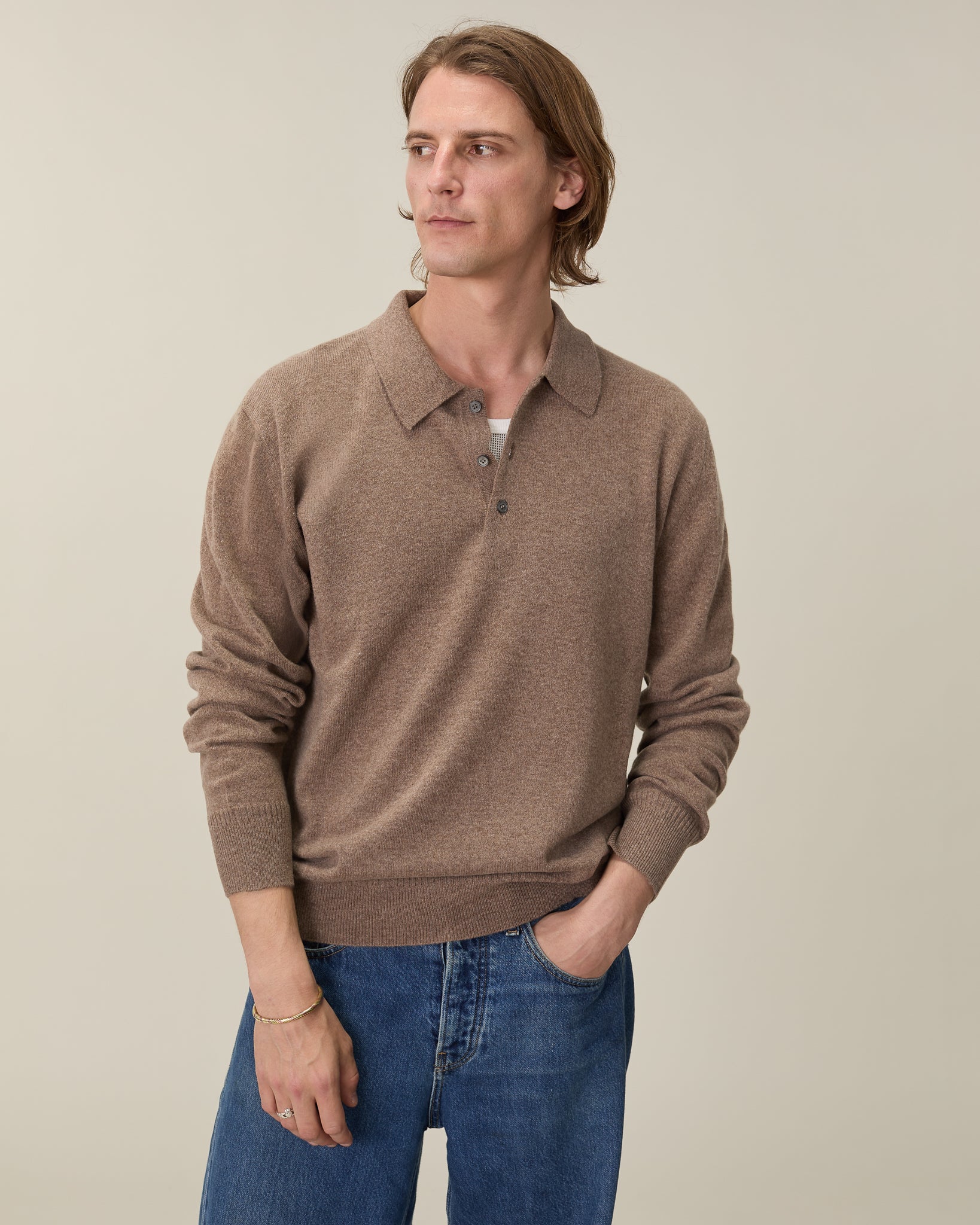 Polo cachemire léger Brun homme - Tricot