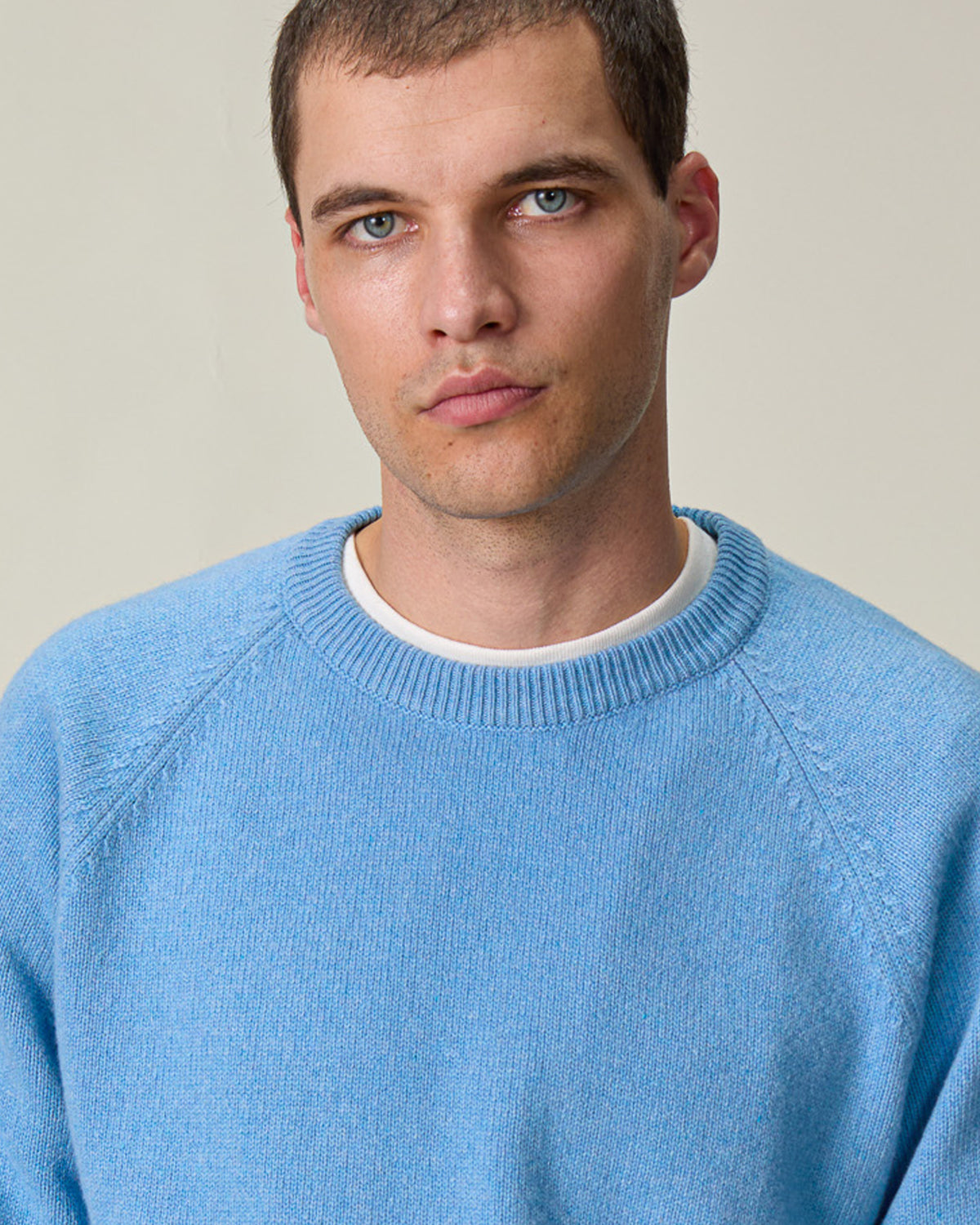 Col rond en cachemire bleu Nina homme