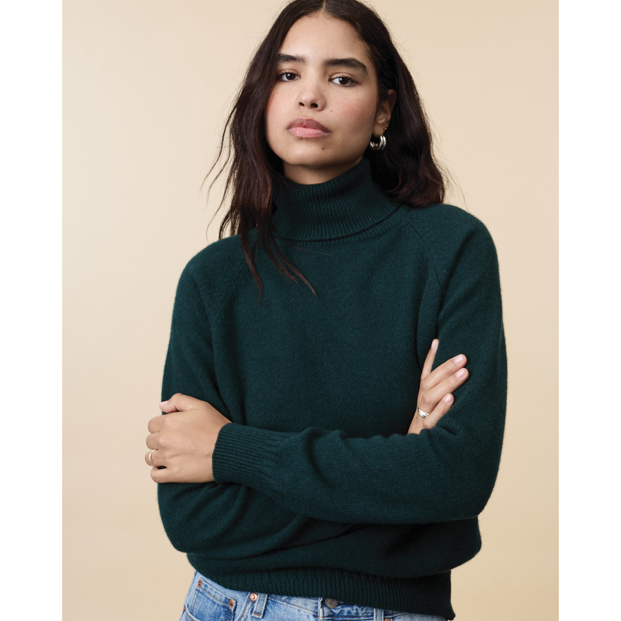 Women's Green Cashmere turtleneck